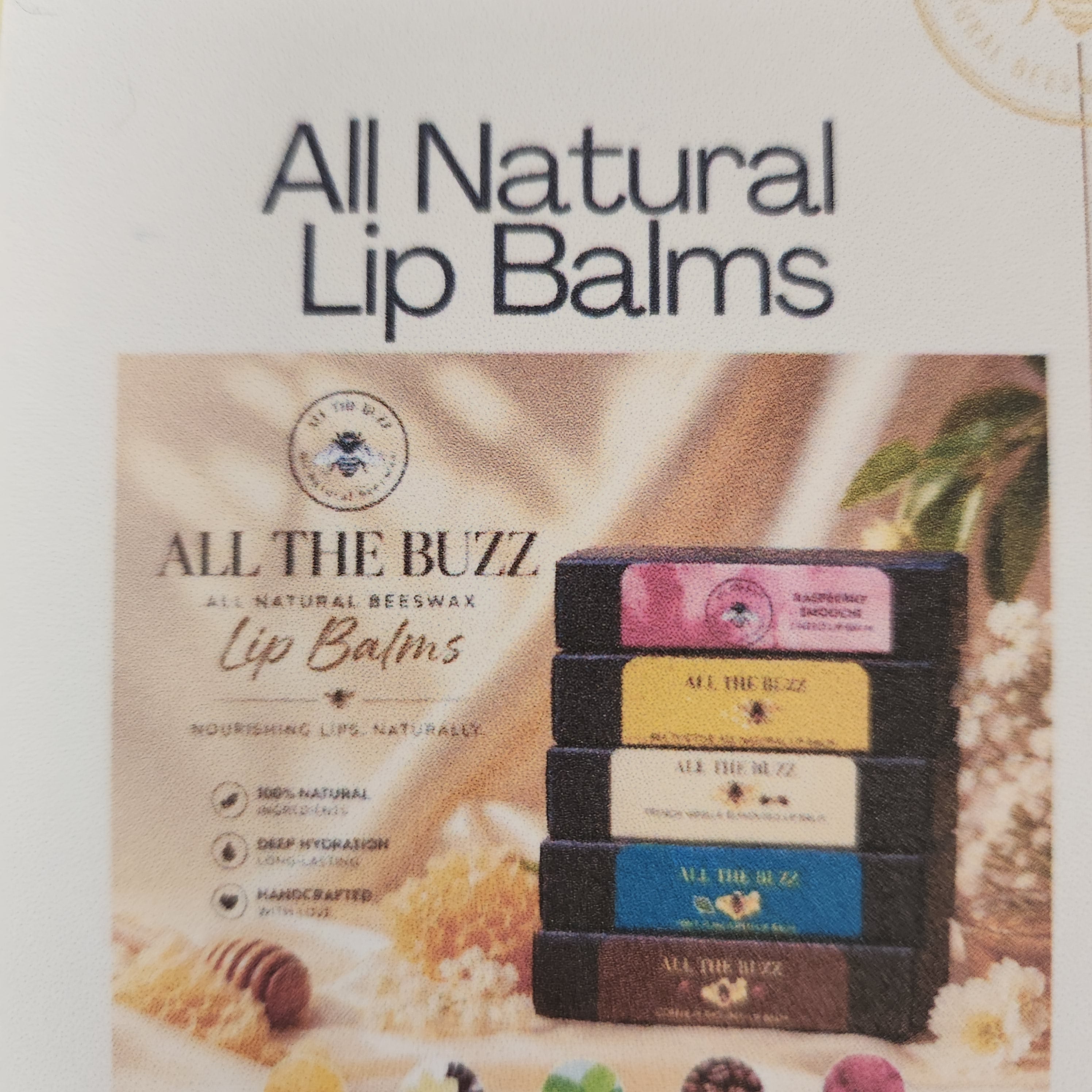 All The Buzz All Natural Lip Balm in 5 Different Flavors 0.15oz