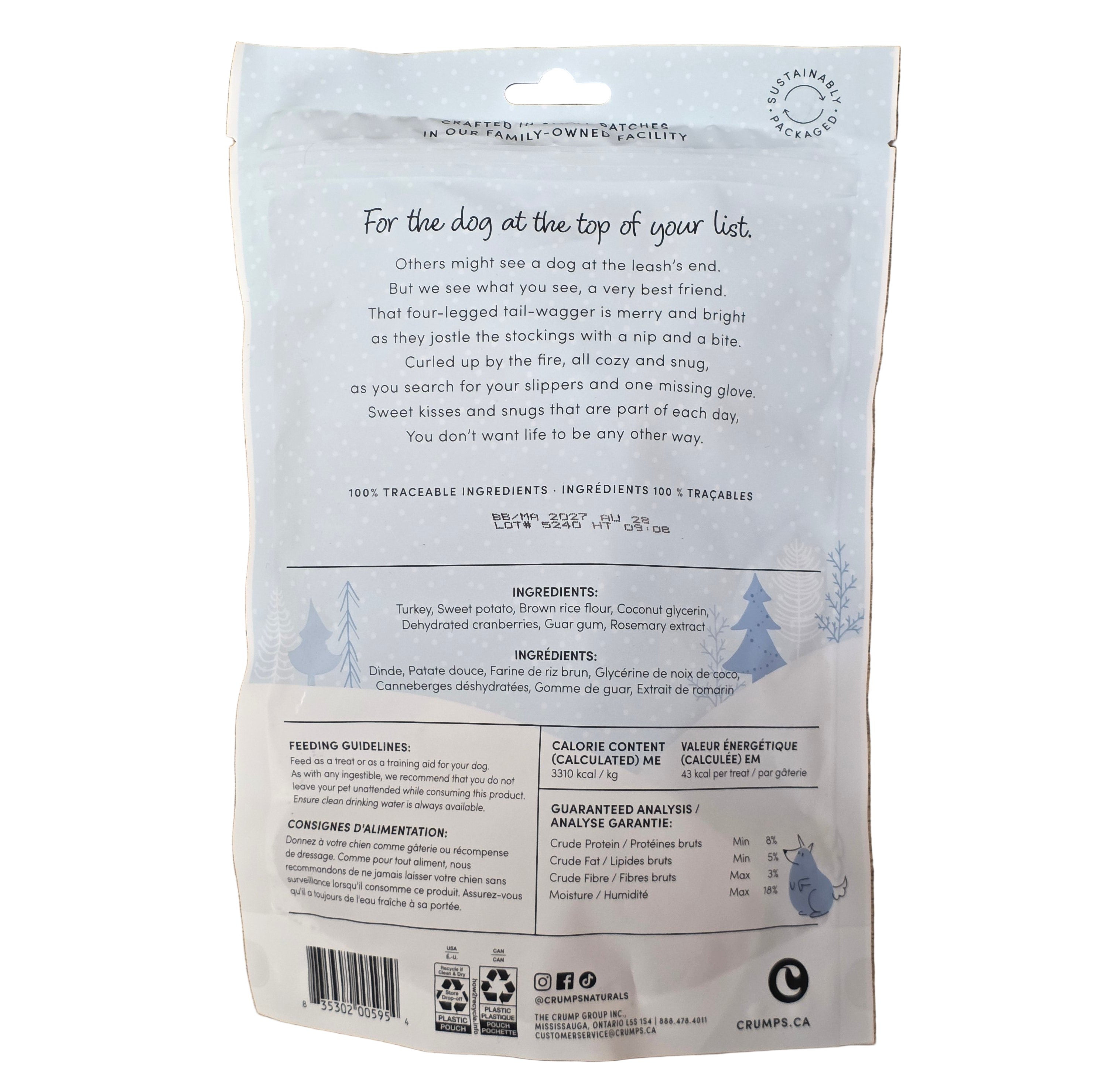 Crumps' Naturals Natural Dog Treats, Festive Cookies, Turkey & Cranberry Recipe, 270g