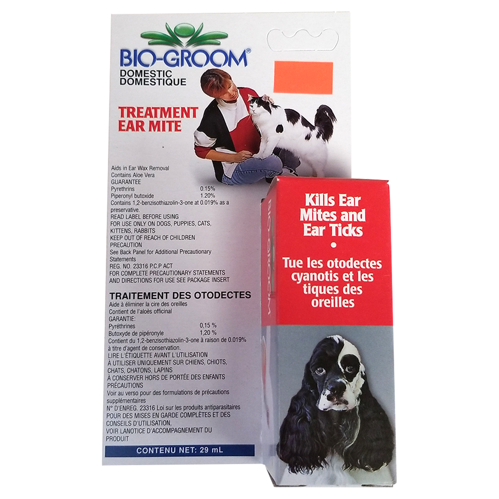Traitement contre les acariens des oreilles Bio-Groom. Tue les acariens et les tiques des oreilles, chien et chat (29 ml)