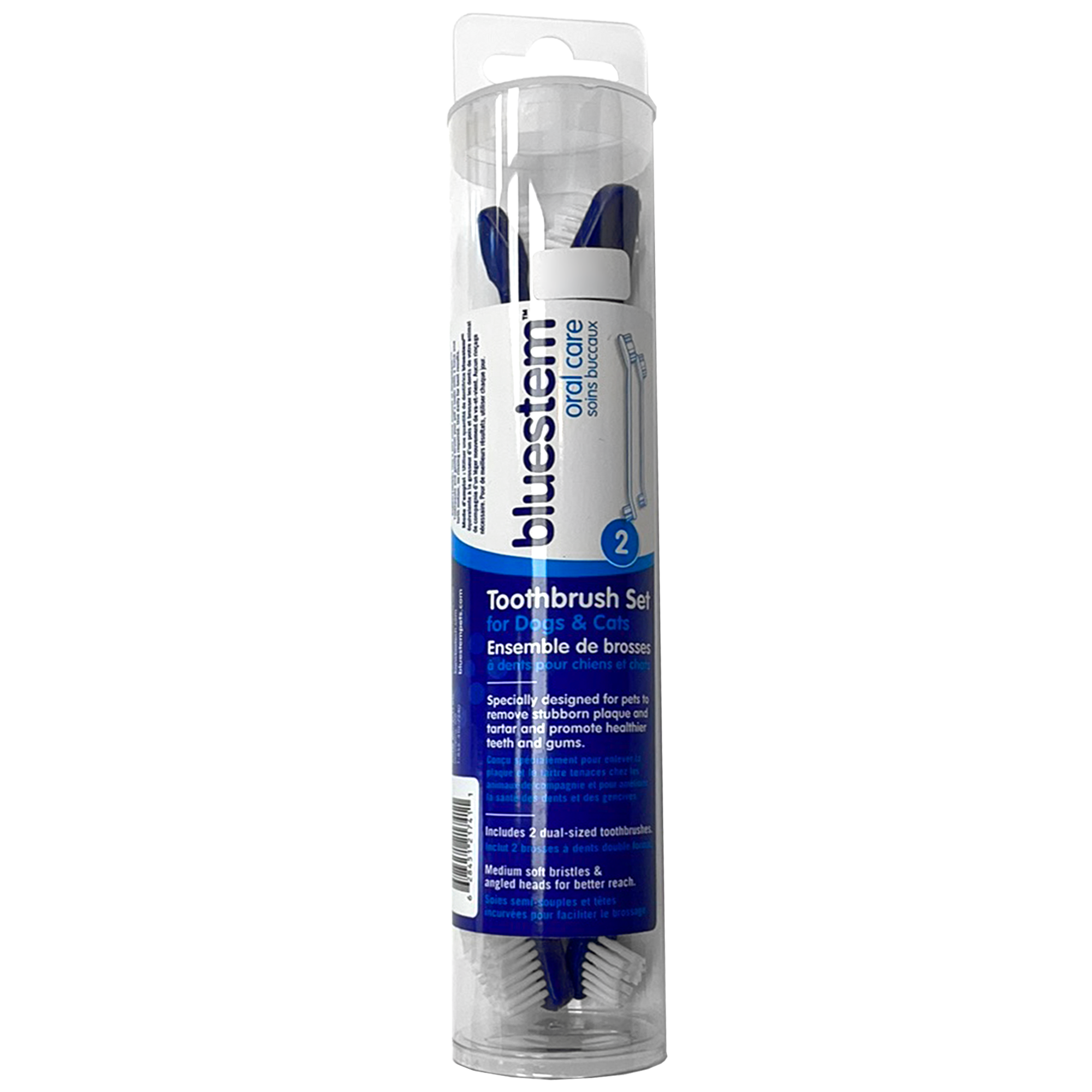 Ensemble de brosses à dents Bluestem Oral Care pour chiens et chats, paquet de 2