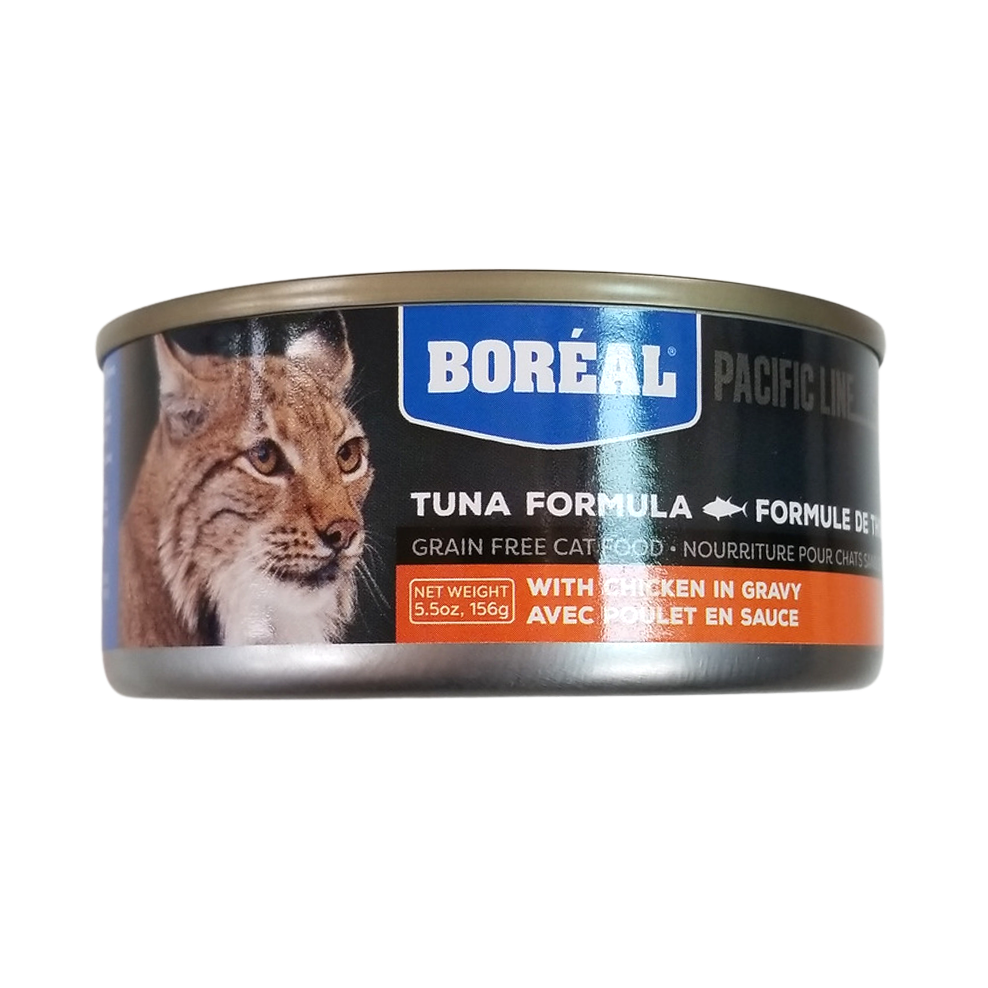 Nourriture fonctionnelle en conserve pour chats Boréal, sans céréales, formule de thon Pacific Line, poulet en sauce, 5,5 oz