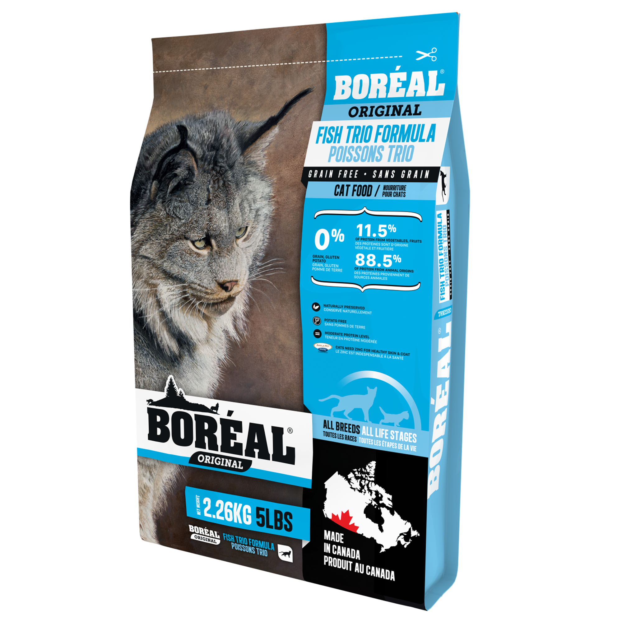 Boréal Functional Original Nourriture pour Chats Sans Céréales, Formule Originale Trio de Poissons