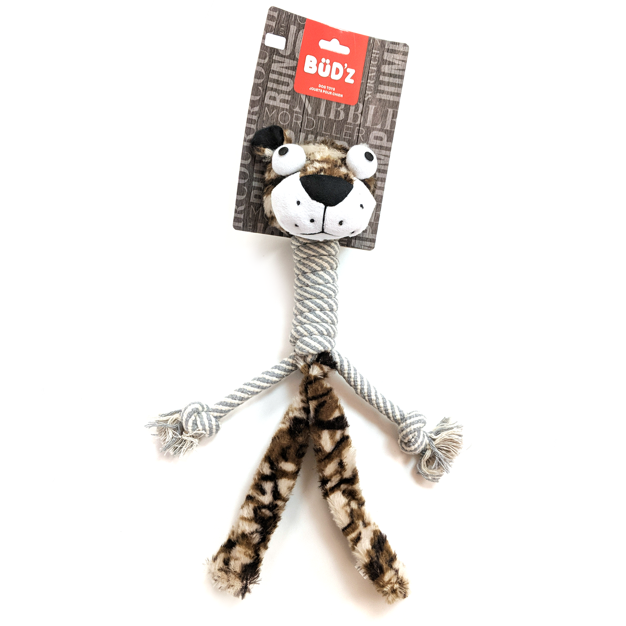 BüD’z Dog Toy, Plush with Cotton Long Neck, 15" Jaguar