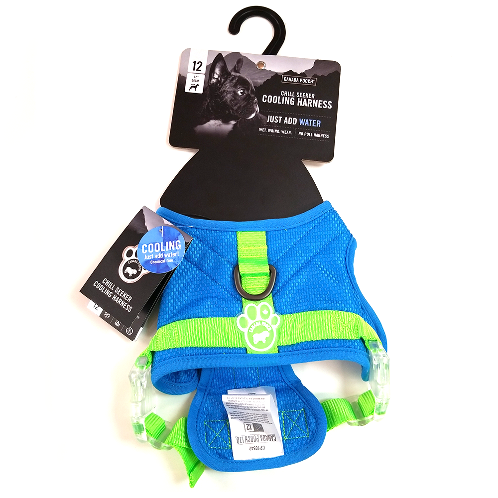 Canada Pooch Cooling No-Pull Harness, Just Add Water, Blue Green
