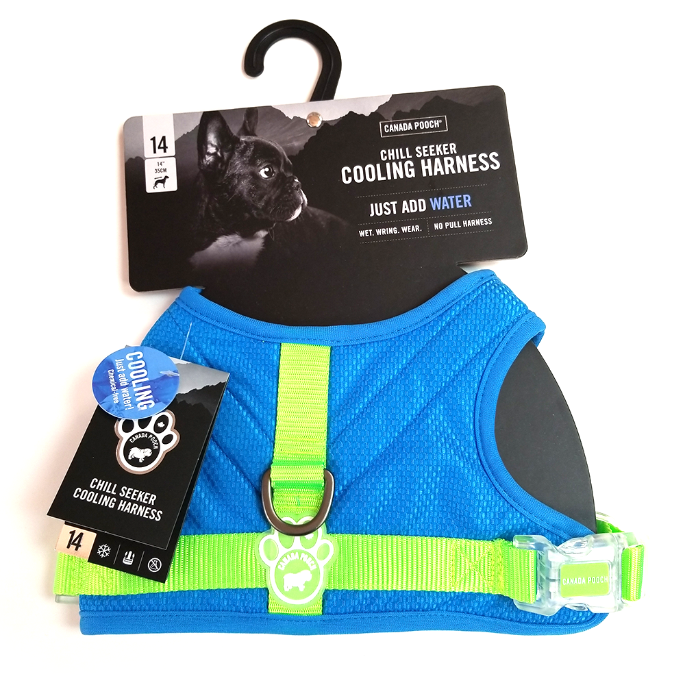Canada Pooch Cooling No-Pull Harness, Just Add Water, Blue Green