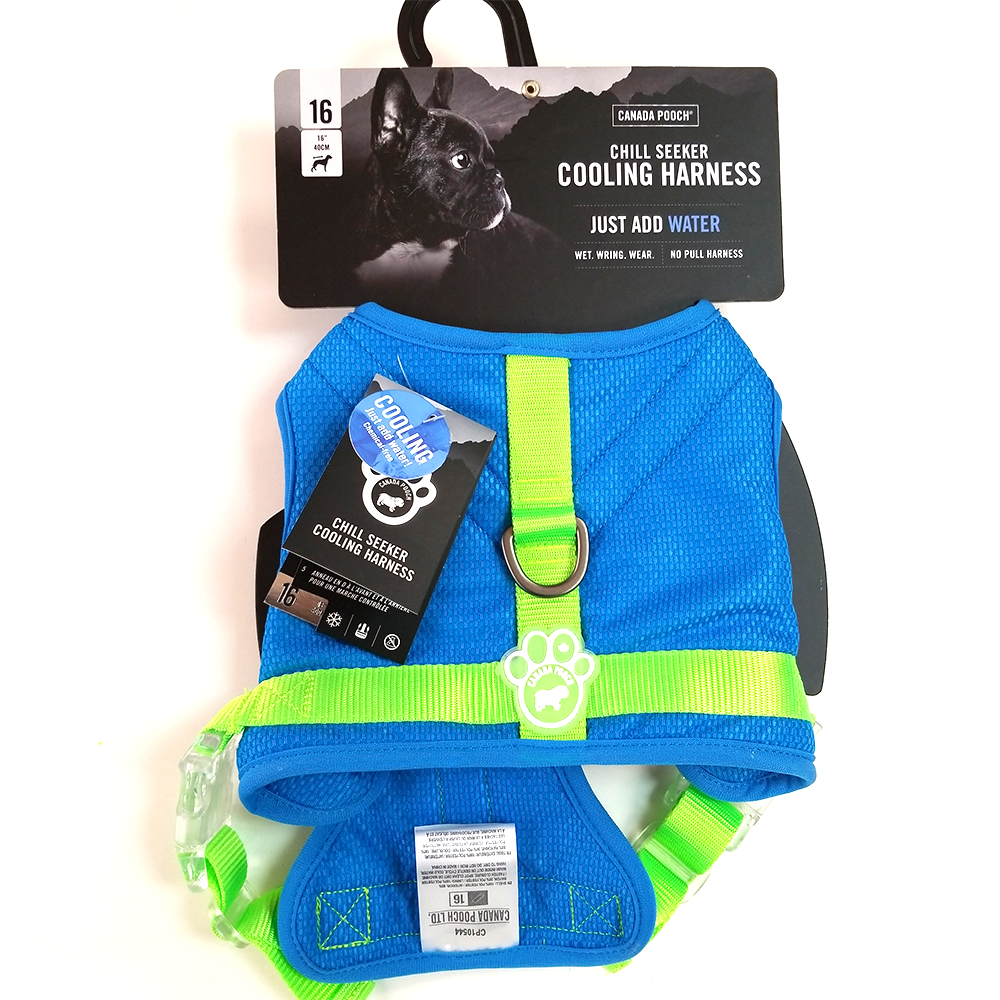 Canada Pooch Cooling No-Pull Harness, Just Add Water, Blue Green