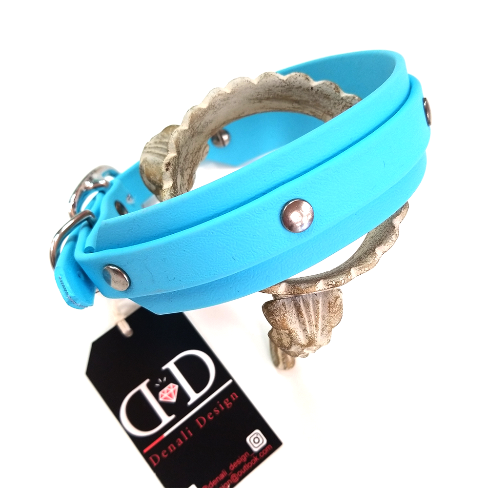 Denali Design Hand made Hound Dog Collar 16 20 Beta Biothane in Bright Baby Blue