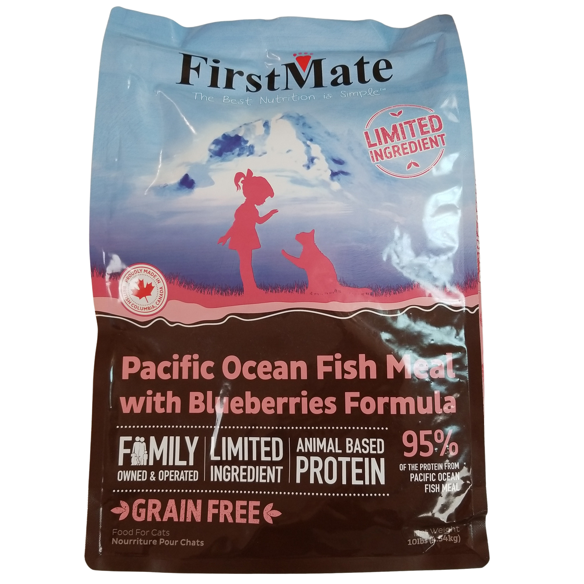Nourriture pour chat FirstMate, sans céréales, farine de poisson et myrtilles de l'océan Pacifique, 10 lb