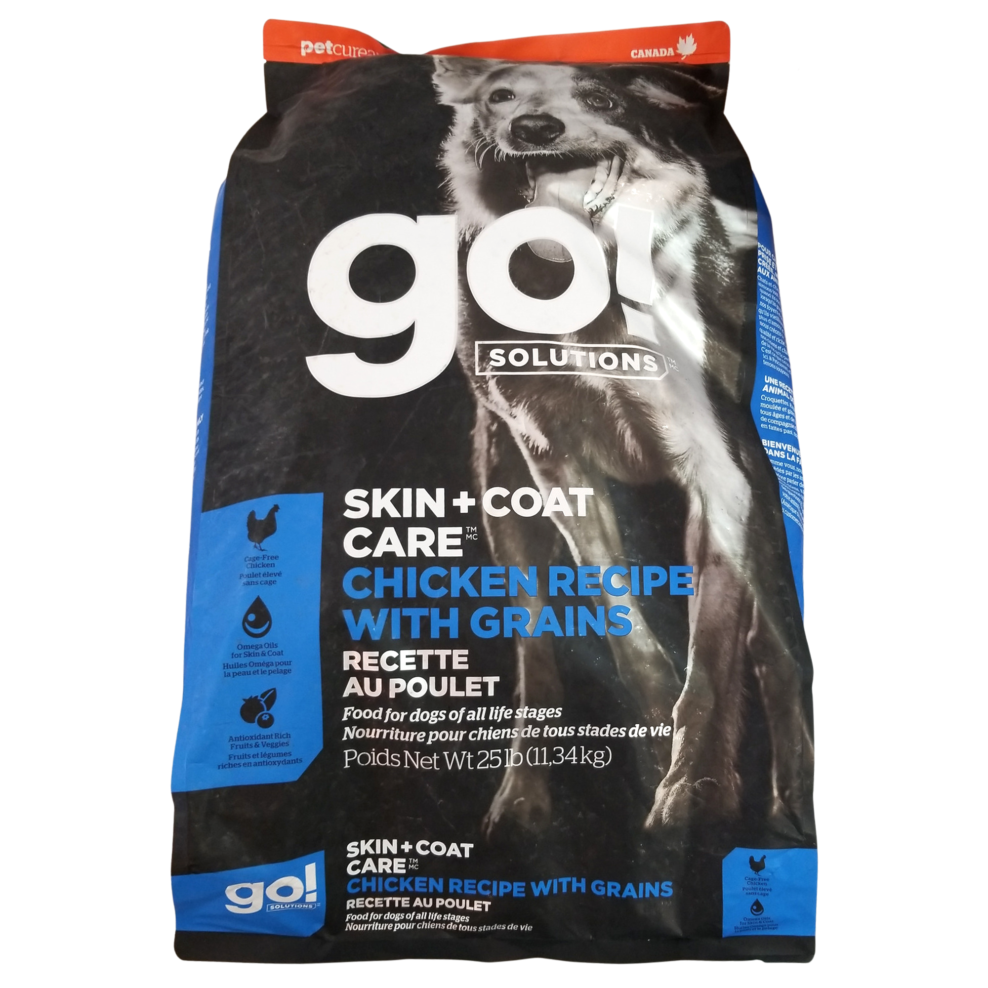 Go! Solutions Dog Food, All Life Stages, Skin & Coat Care, Chicken Recipe, 25lb