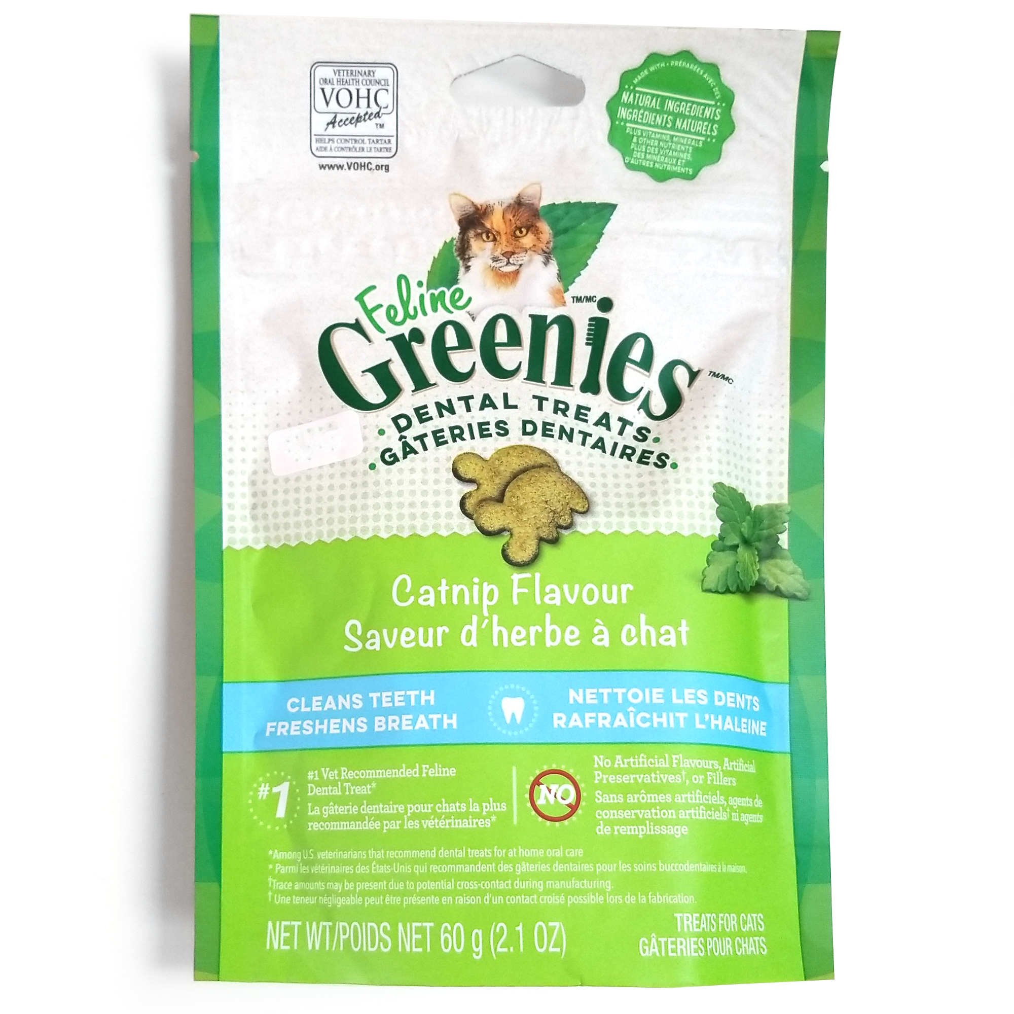 Gâteries dentaires félines Greenies, saveur de pointe de chat, 2,1 oz