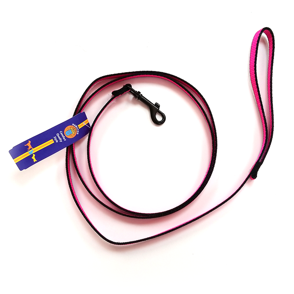 Hamilton Laisse pour chien en nylon, rose vif (bordure noire)