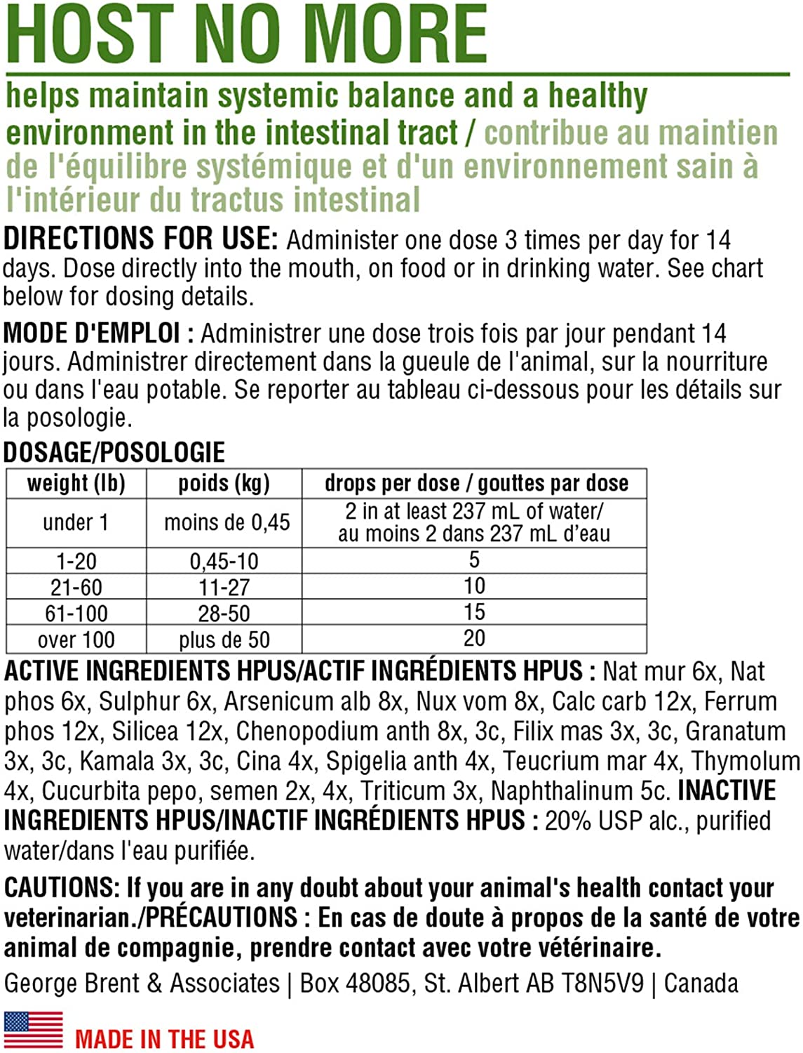 Homeopet Host No More Gentle Relief contre les vers, 450 gouttes (15 ml)