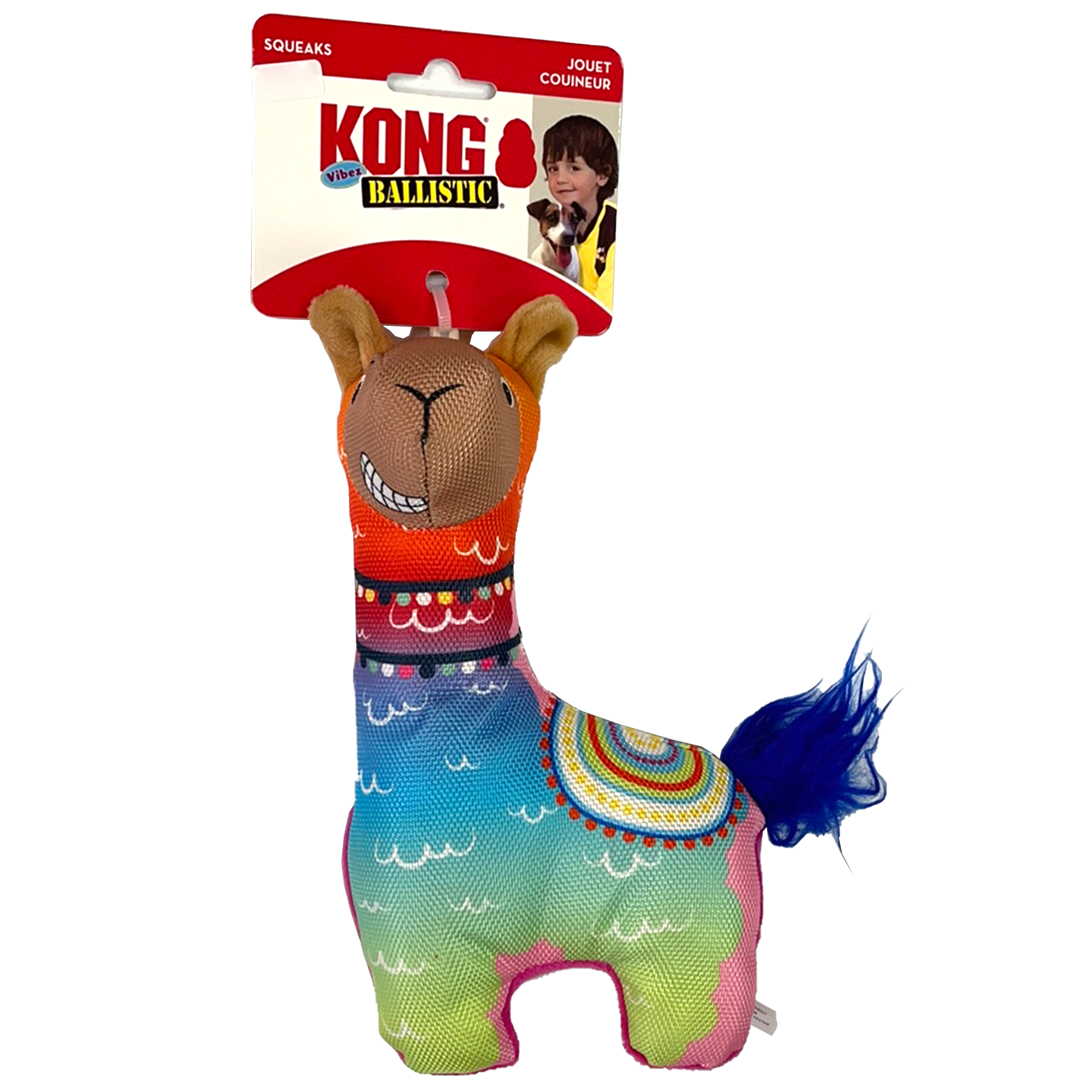 KONG Vibez Ballistic, Stuffed Sqeaky Toy, Llama