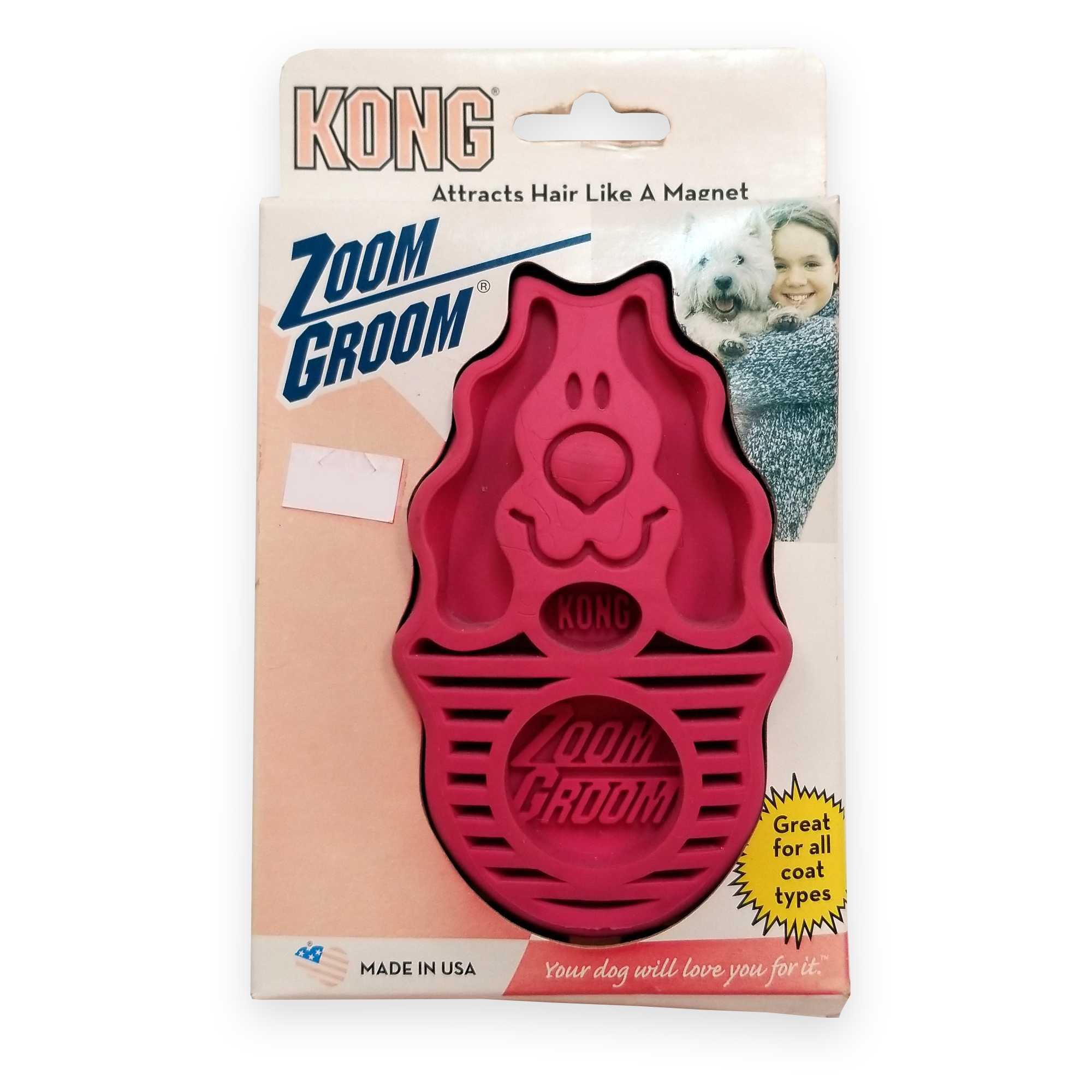 KONG Zoom Groom Brosse de toilettage pour chien Framboise