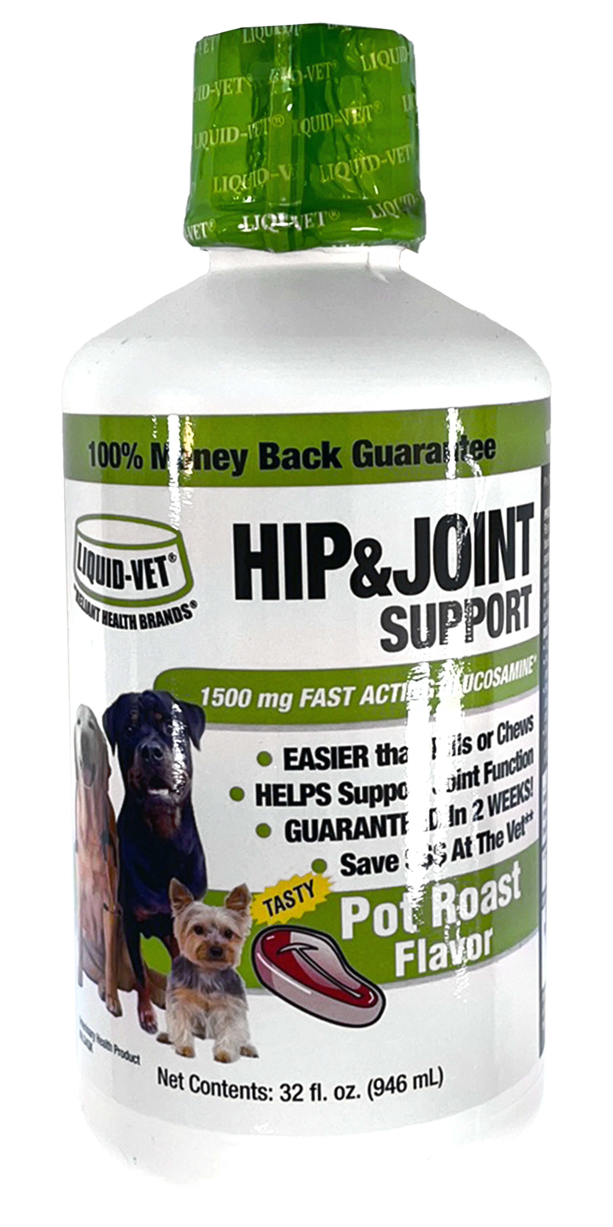 Liquid Vet Support de hanches et d'articulations pour chiens, saveur de rôti en pot (946 ml)