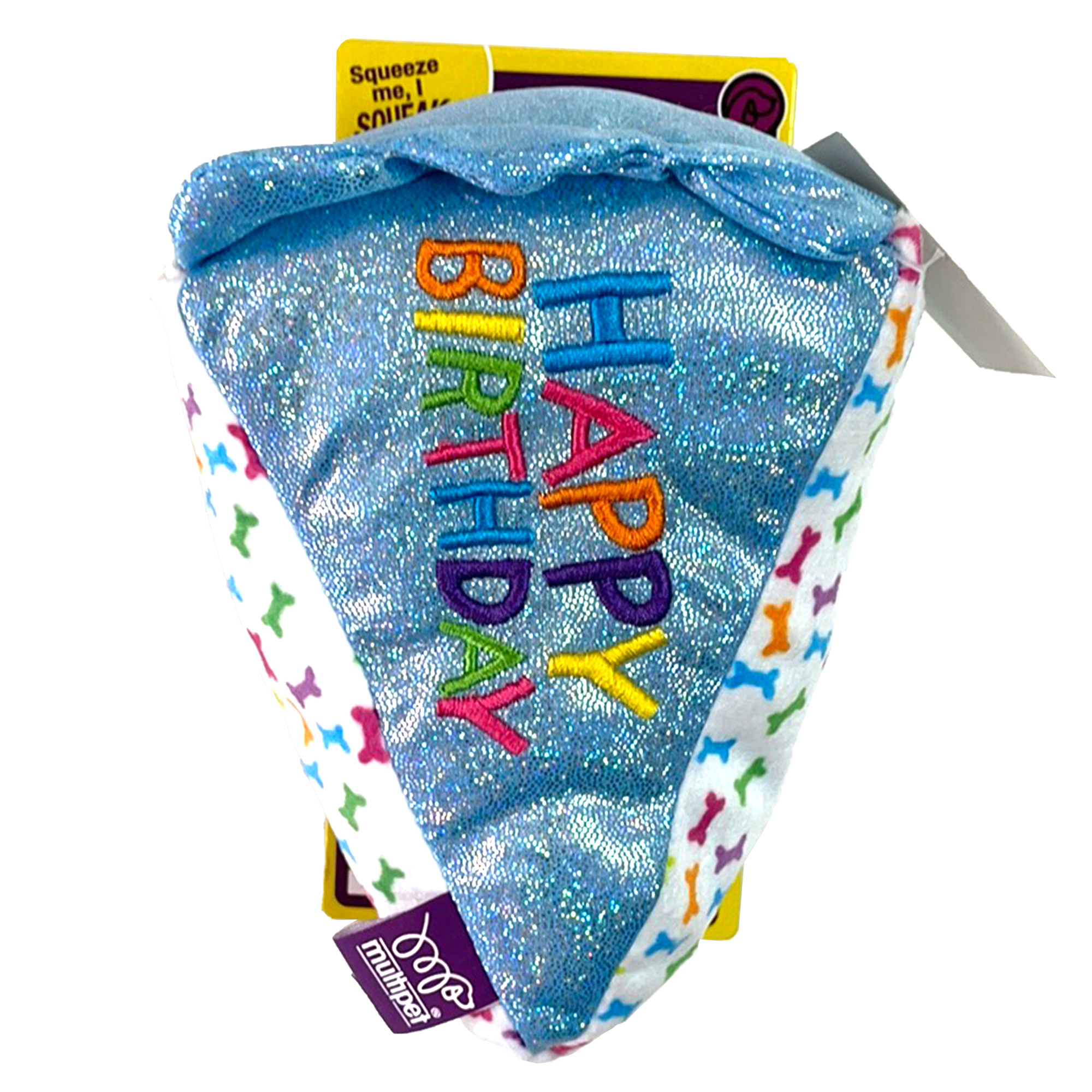 Multipet Plush Dog Toy, Birthday Cake (Pink or Blue)