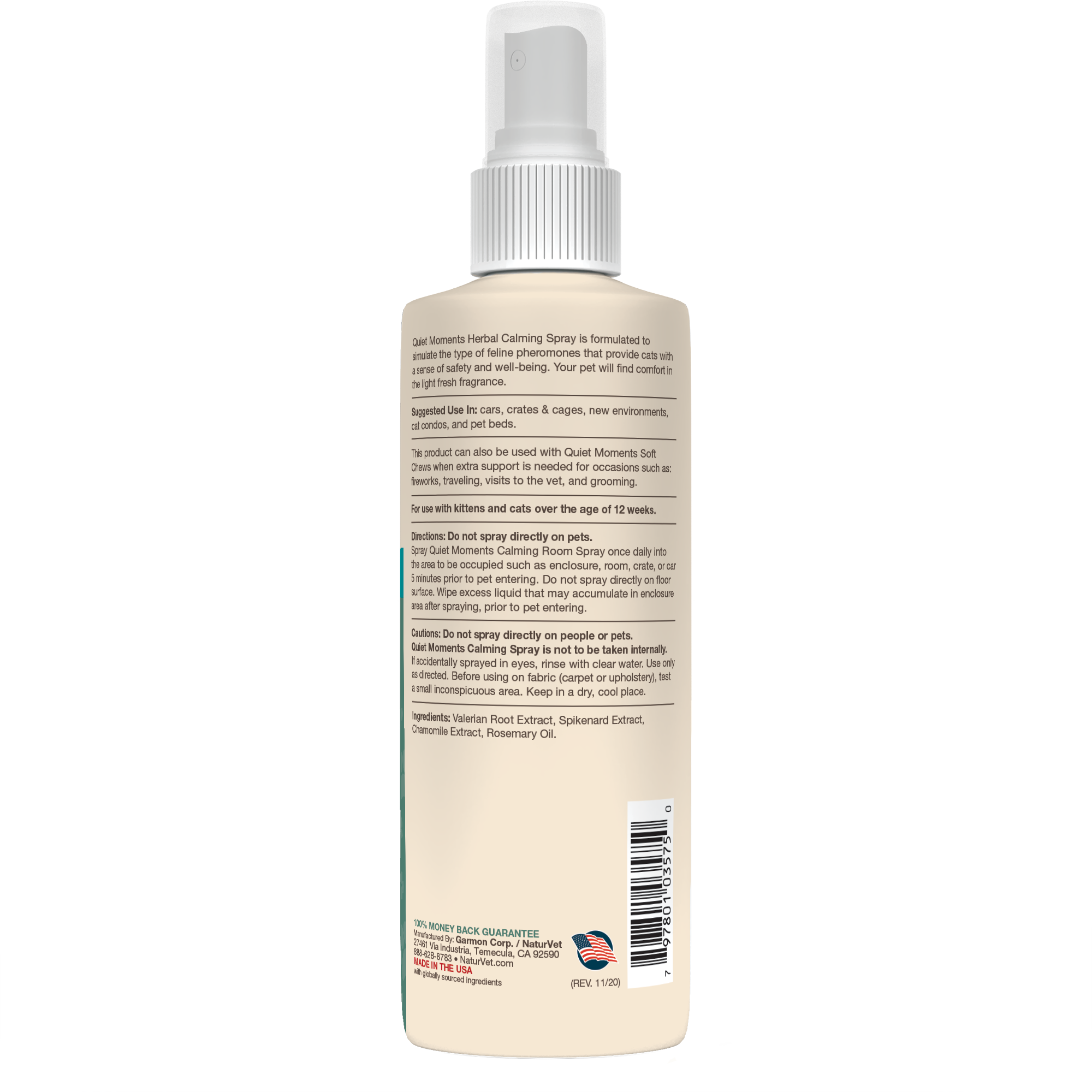 NaturVet Quiet Moments Spray d'ambiance apaisant pour chat (236 ml)