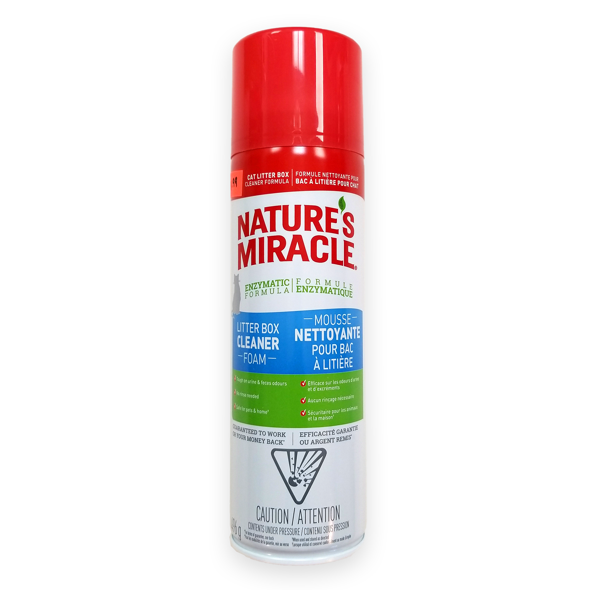 Nature's Miracle Mousse nettoyante pour bac à litière pour odeurs d'urine et fécales (496 g)