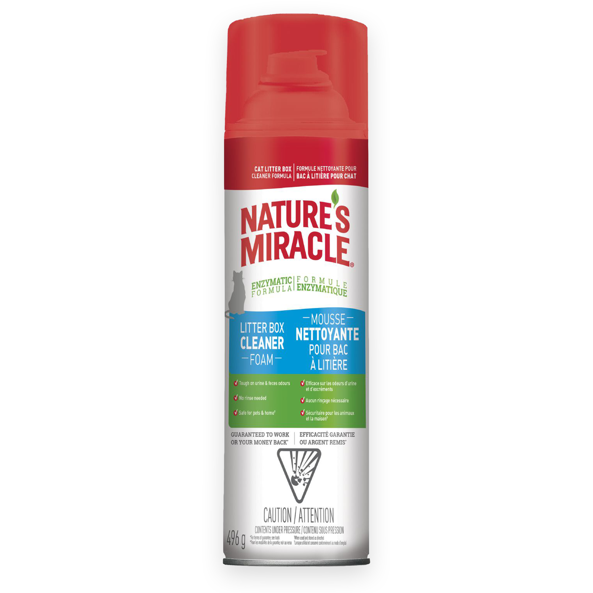 Nature's Miracle Mousse nettoyante pour bac à litière pour odeurs d'urine et fécales (496 g)