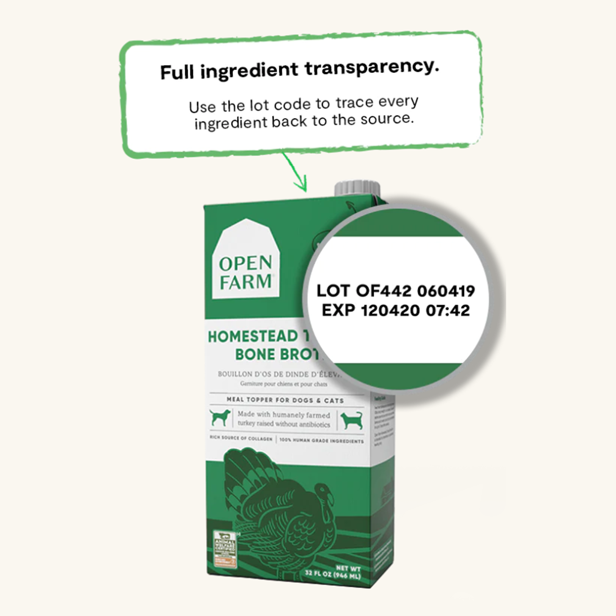 Open Farm Meal Topper for Dogs & Cats, Homestead Turkey Bone Broth