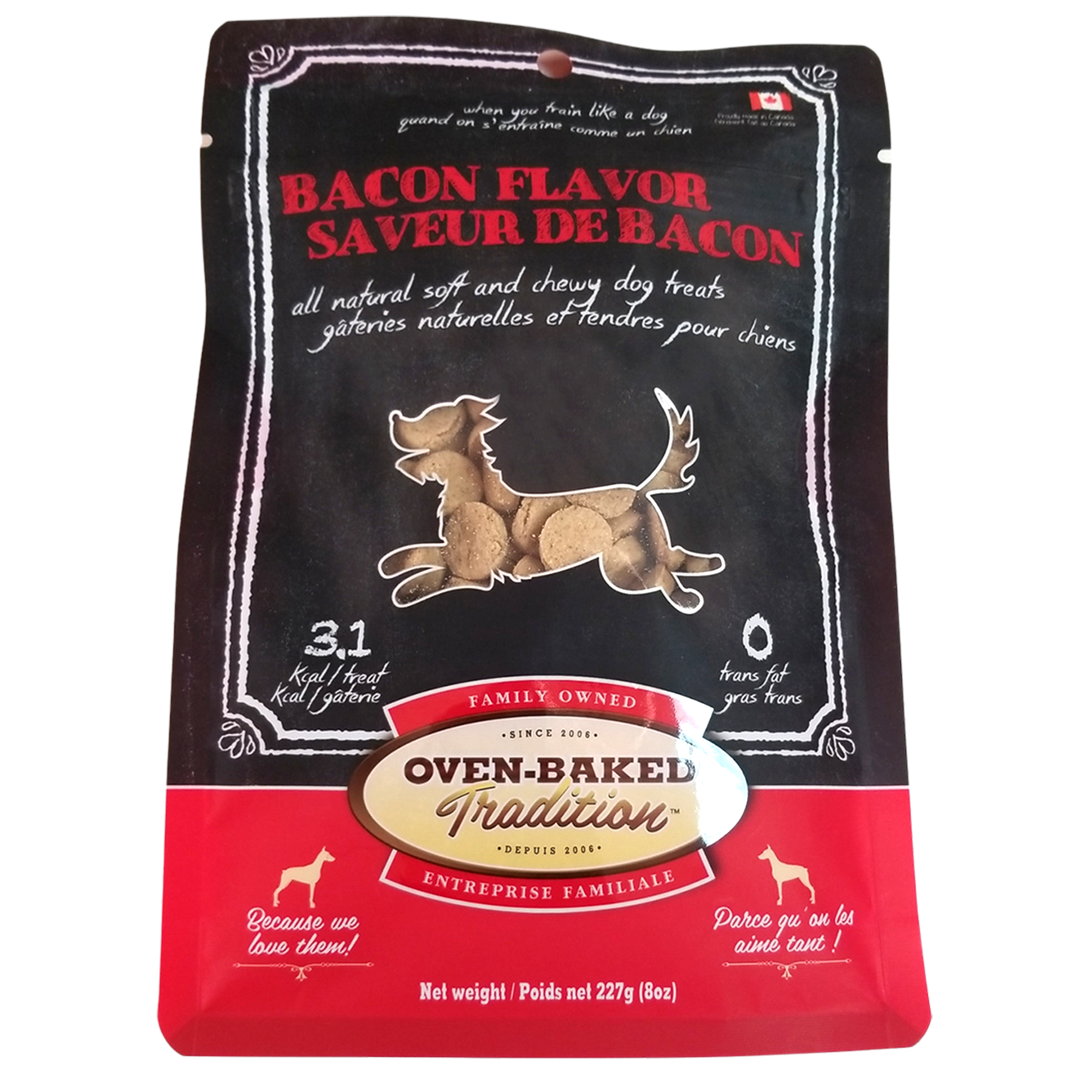 Gâteries pour chiens cuites au four, entièrement naturelles et sans céréales, saveur bacon, 8 oz