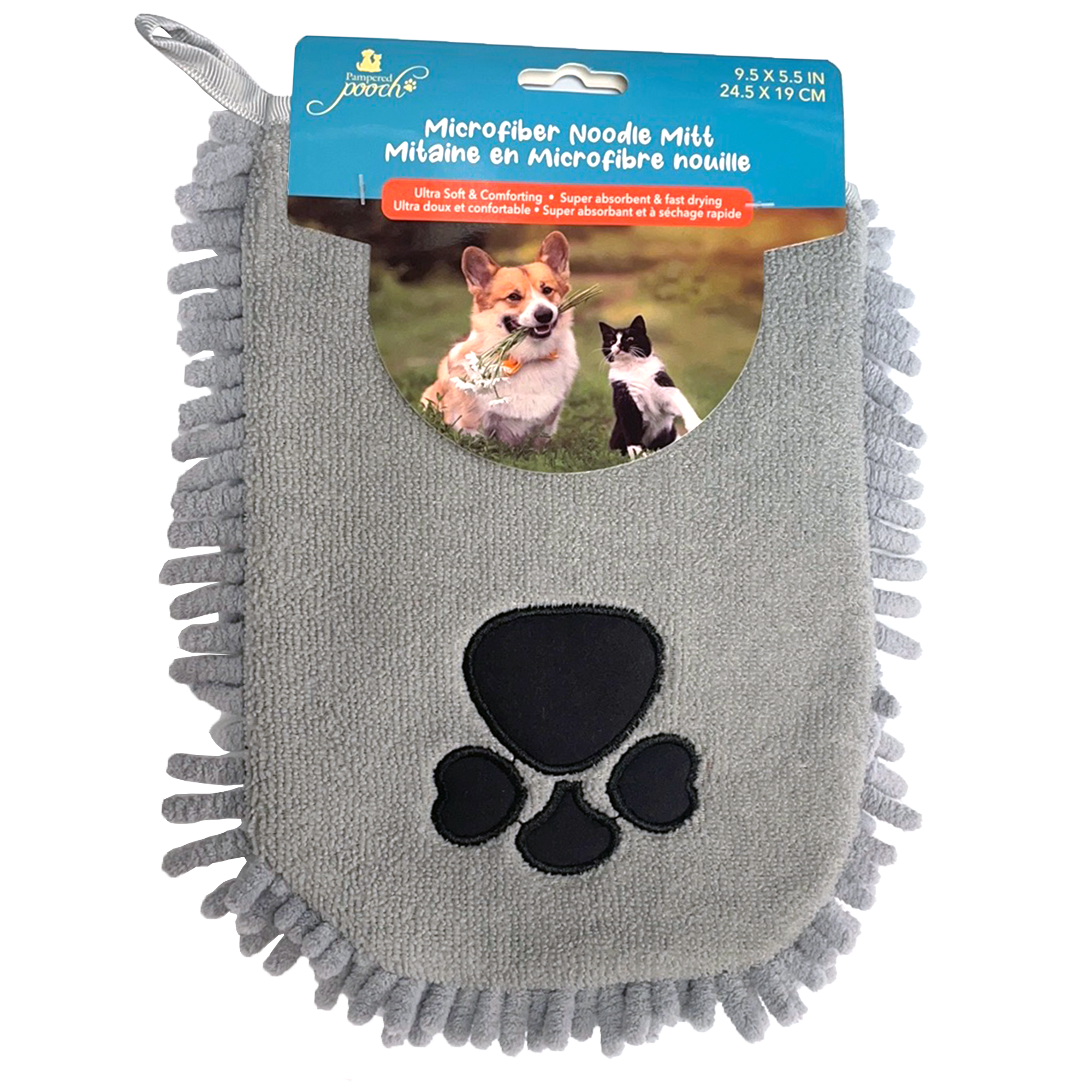 Pampered Pooch Microfiber Noodle Mitt Super Absorbent and Fast Drying