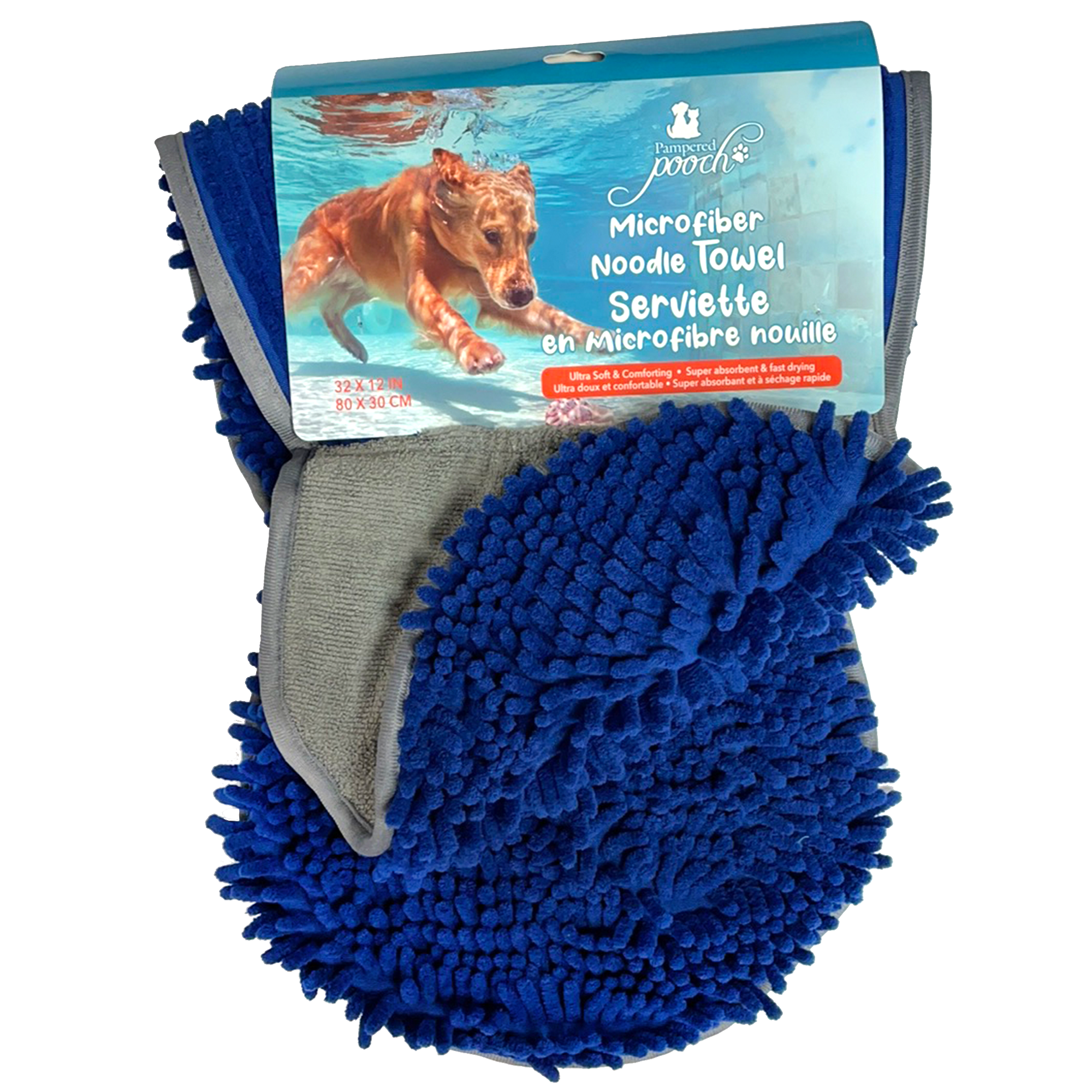 Serviette à nouilles en microfibre Pampered Pooch super absorbante et à séchage rapide