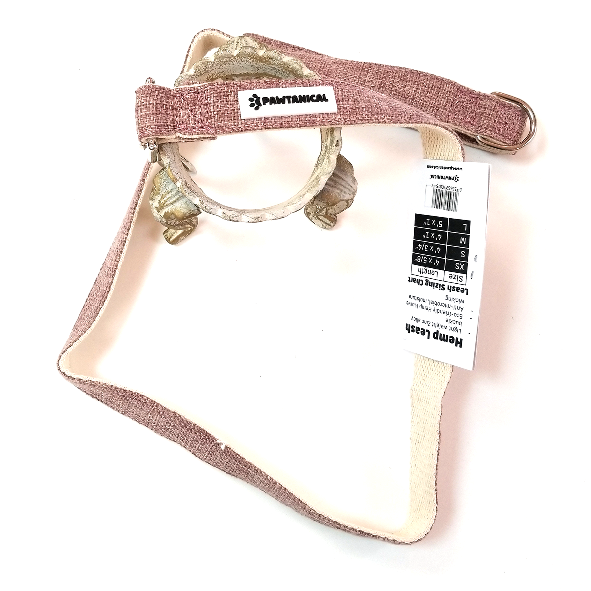 Laisse en chanvre Pawtanical, rose (S, M, L)