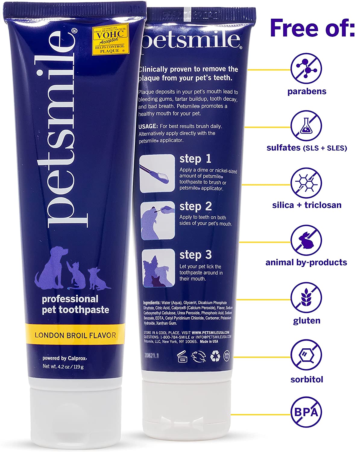 Petsmile Professional Dentifrice pour animaux de compagnie London Broil Saveur (70g)