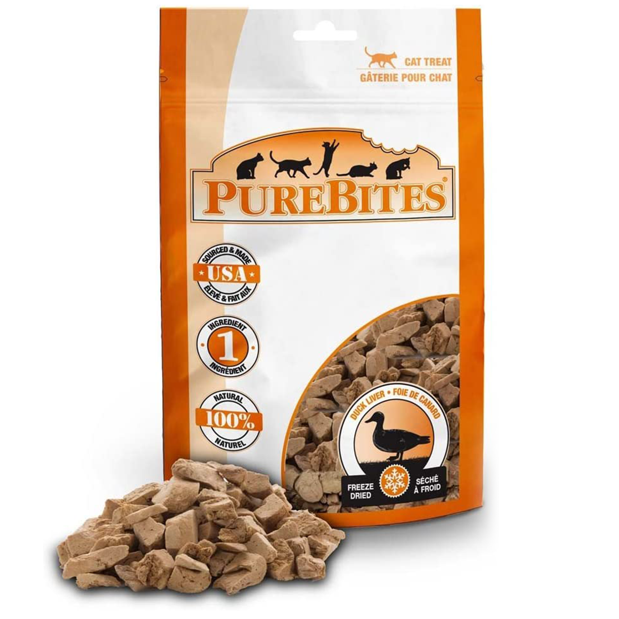Gâteries lyophilisées pour chats PureBites, foie de canard, 0,56 oz