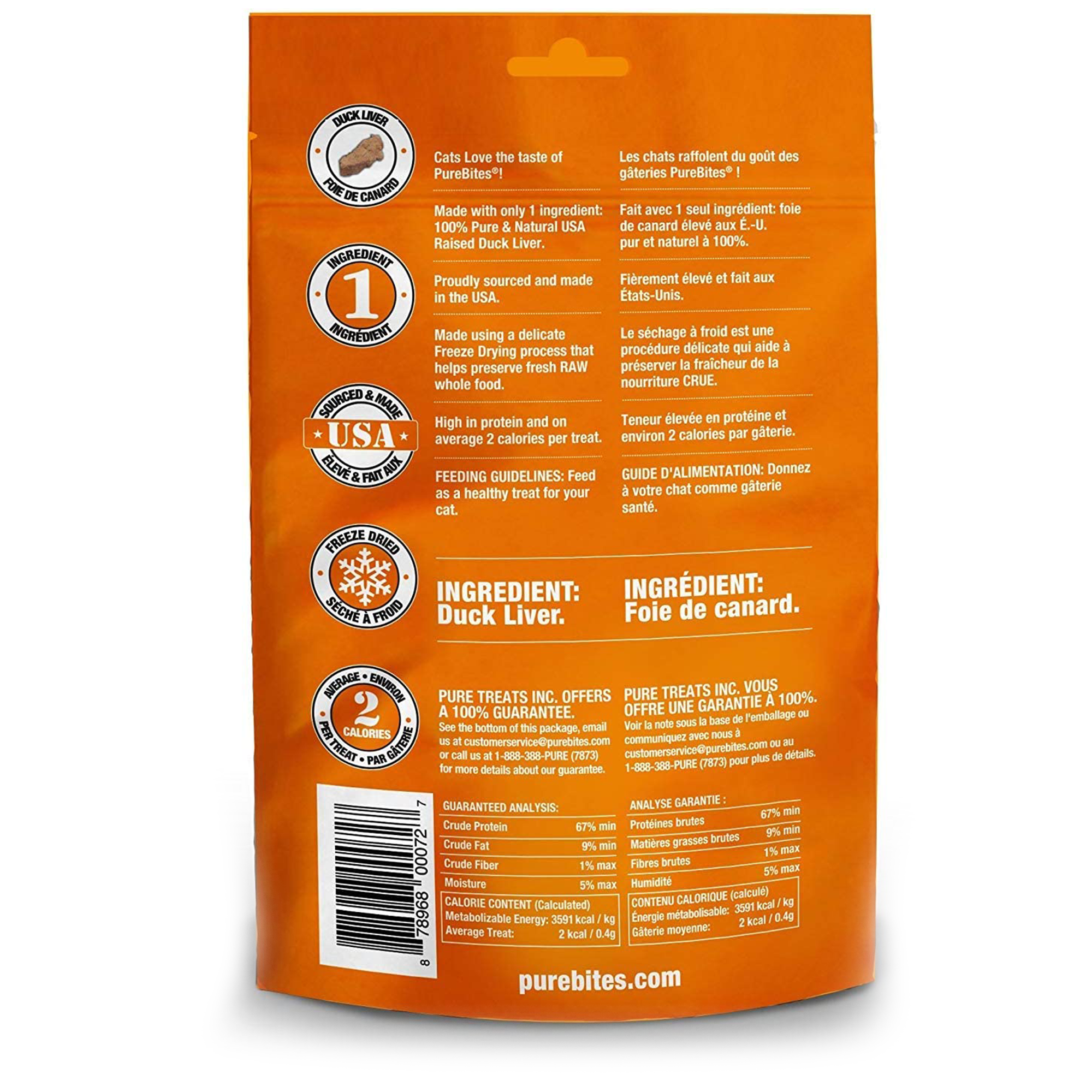 Gâteries lyophilisées pour chats PureBites, foie de canard, 0,56 oz