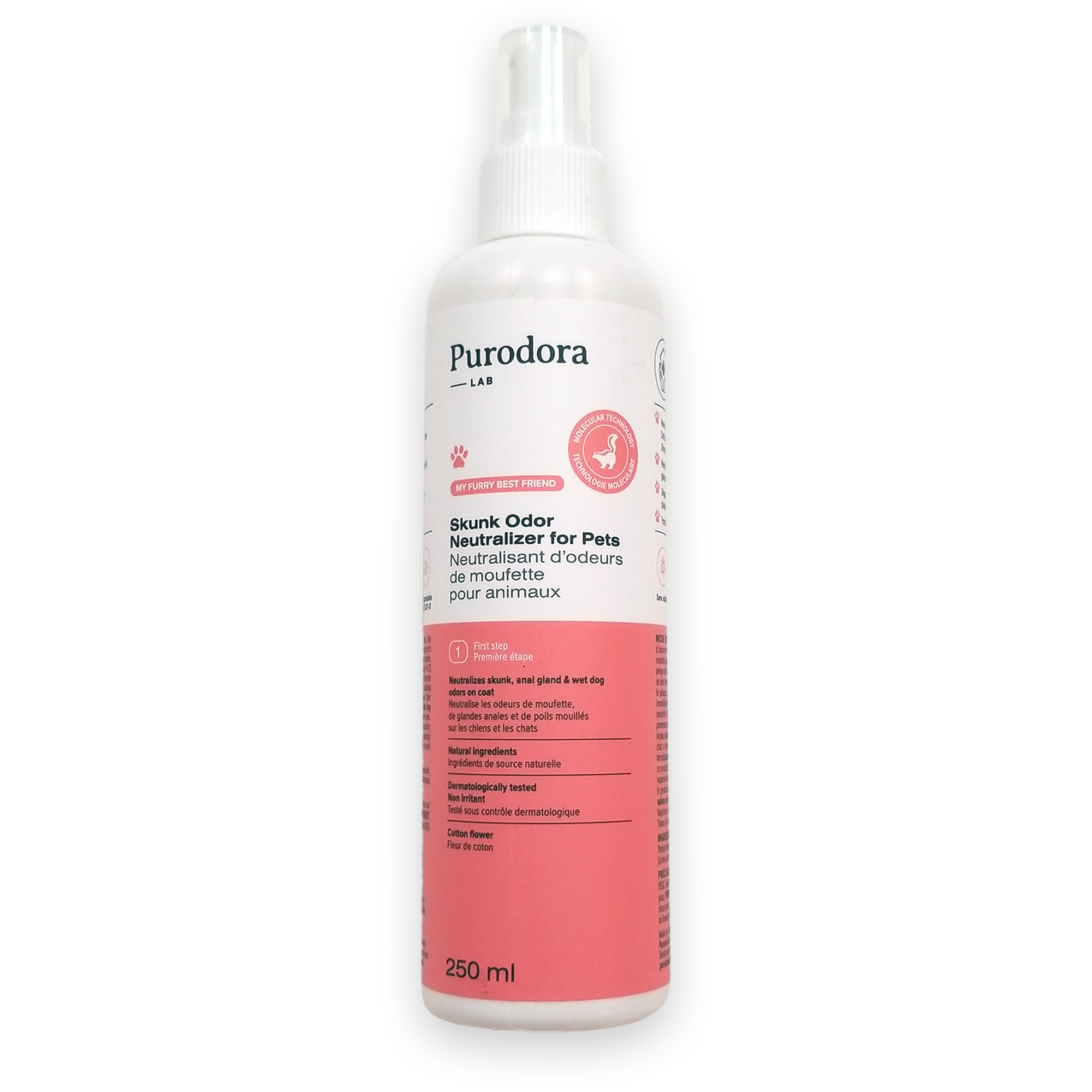 Spray neutralisant d'odeurs Purodora Skunk pour animaux de compagnie (250 ml)