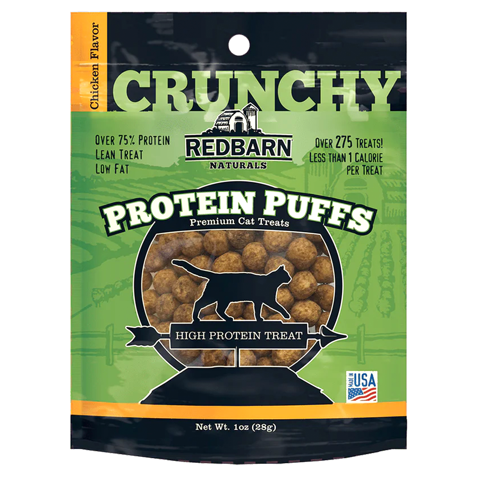 Friandises pour chats Red Barn Protein Puffs, aromatisées au poulet, sac de 1 oz