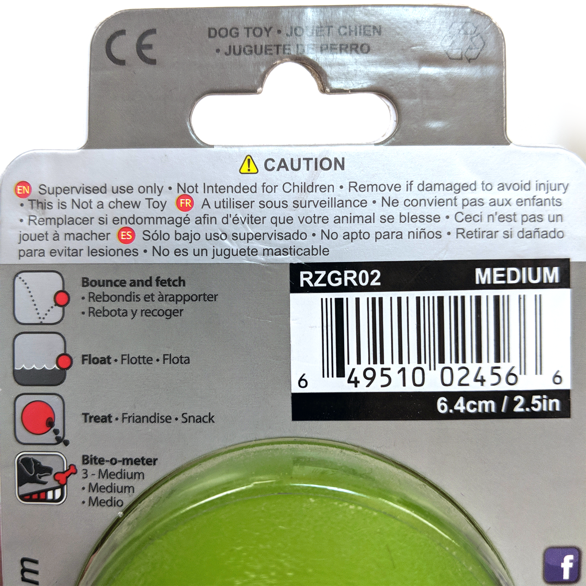 Rogz Grinz Balle à rapporter, vert (2 tailles)