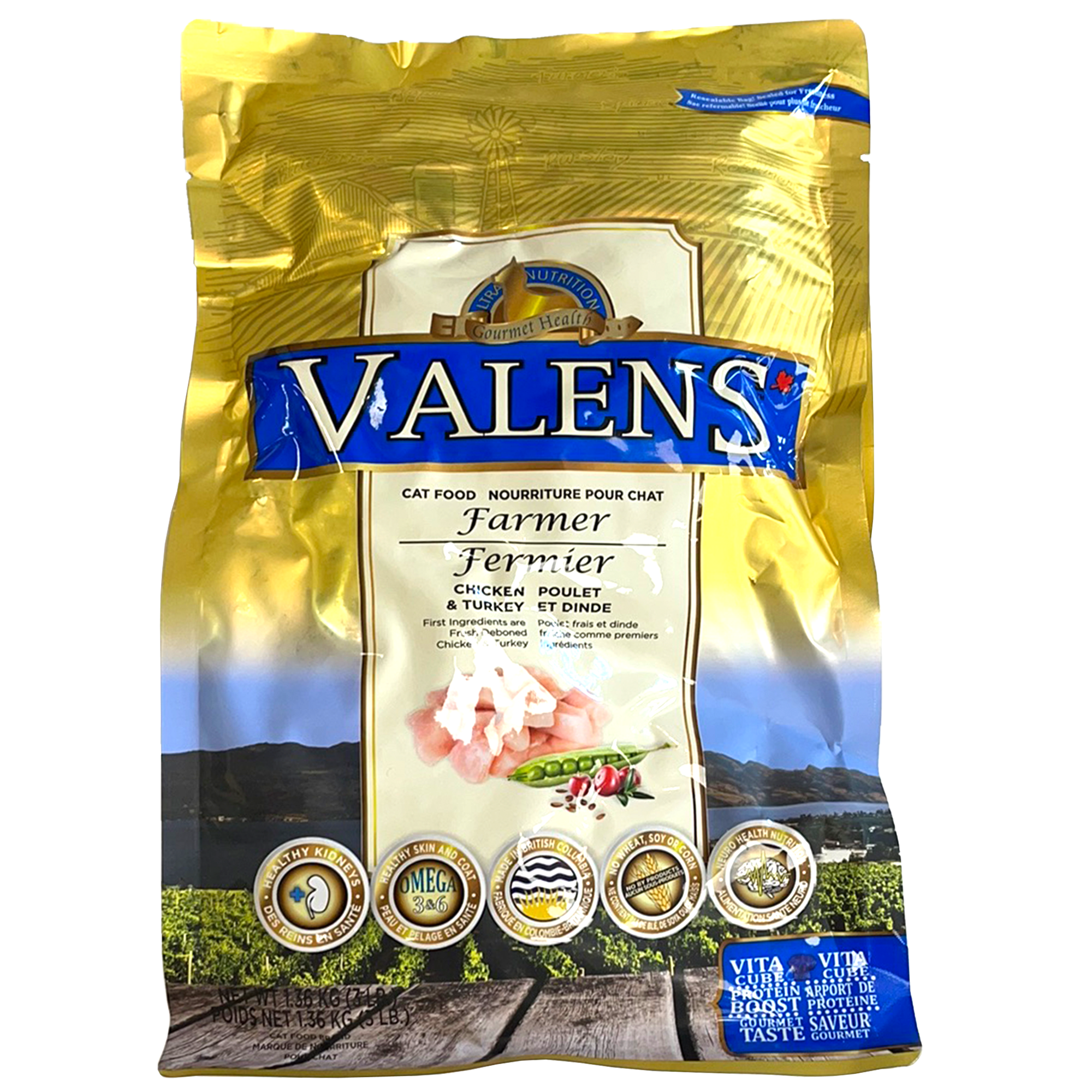 Nourriture pour chats Valens, sans céréales, fermier, poulet et dinde