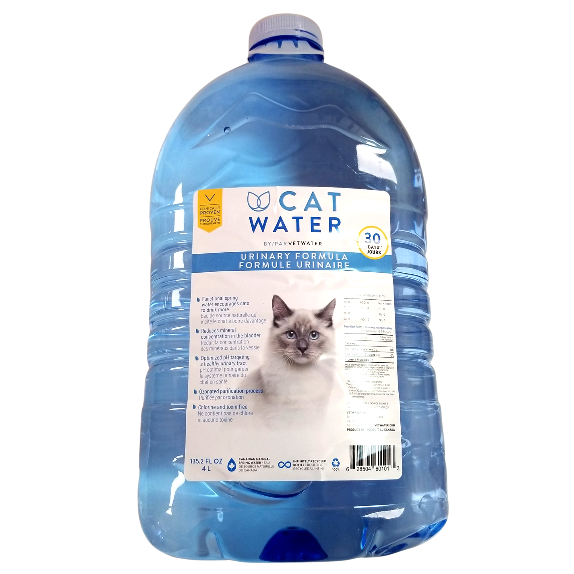 Formule urinaire d'eau pour chat VetWater, 4L