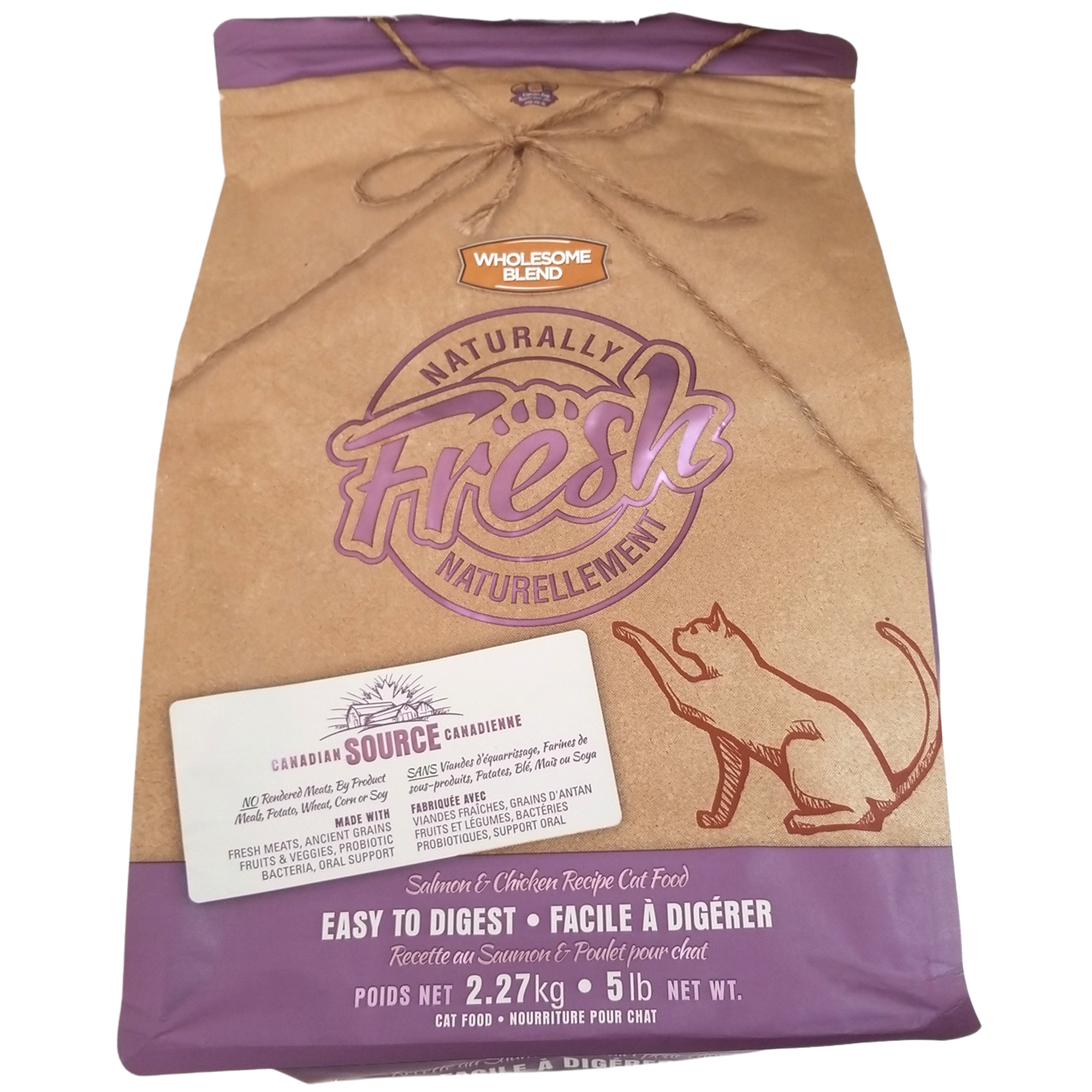 Nourriture pour chats Wholesome Blend, facile à digérer, recette de saumon et de poulet, 5 lb