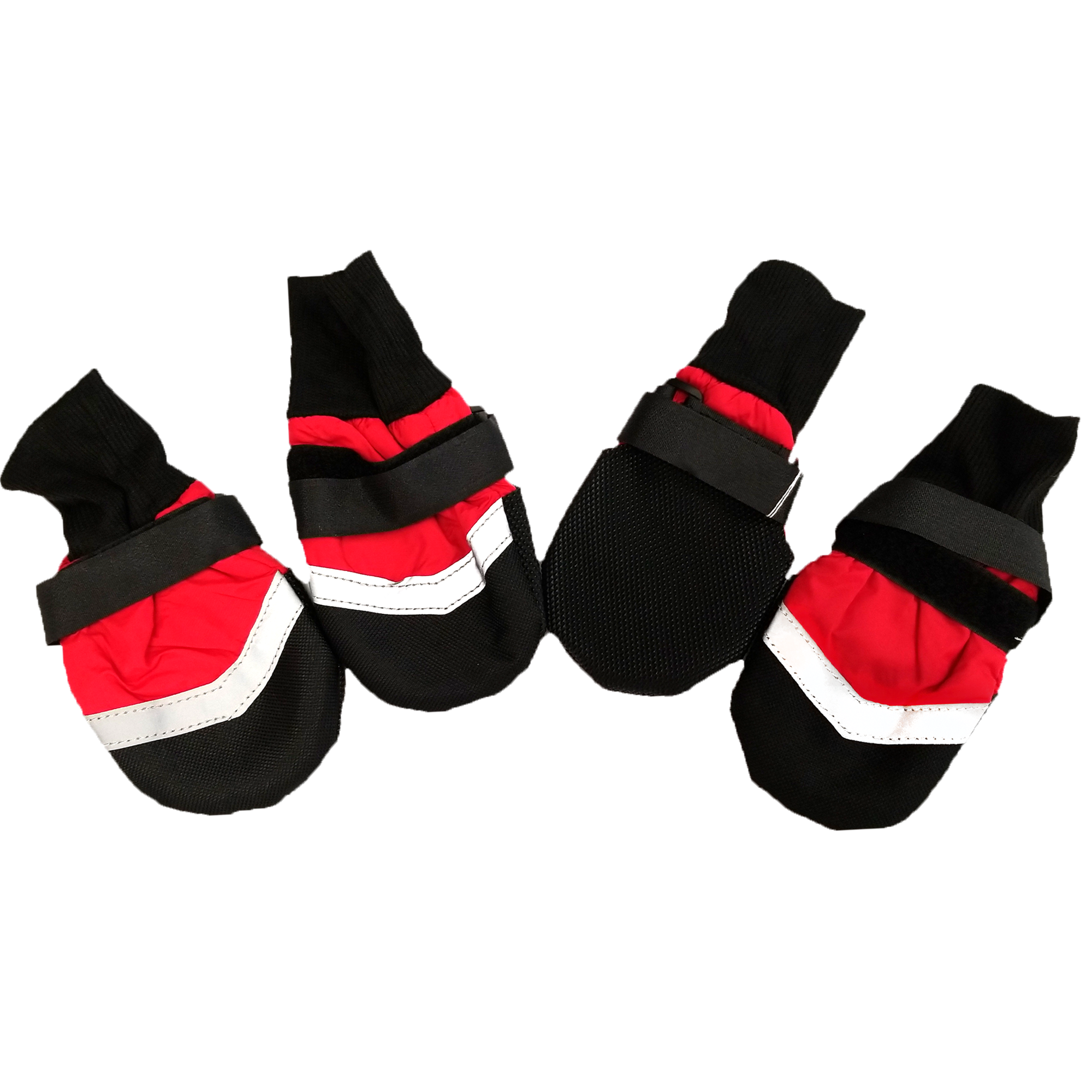 Winter Dog Boots, Non-Slip Winter Sole & Reflective Strip, Red/Black