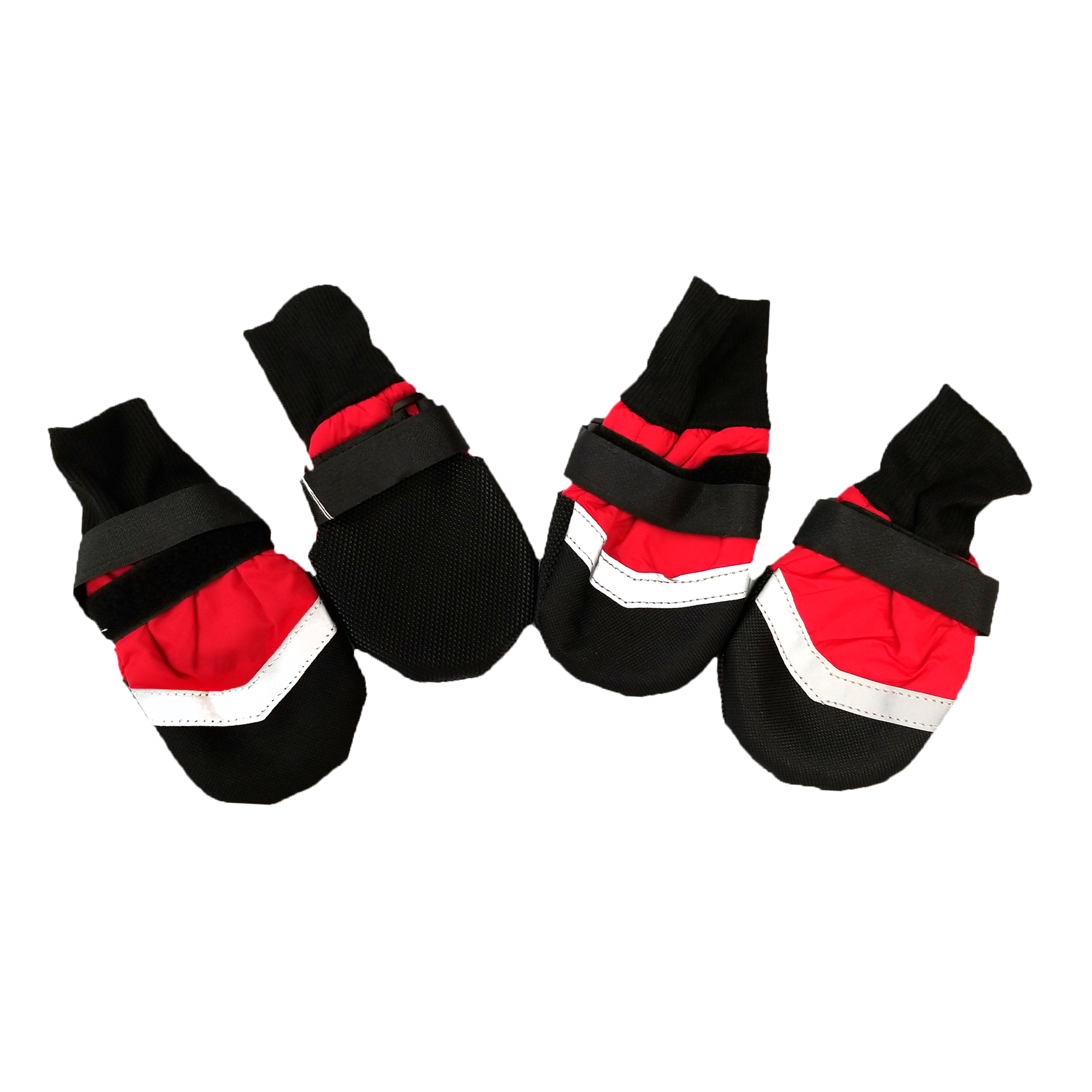 Winter Dog Boots, Non-Slip Winter Sole & Reflective Strip, Red/Black