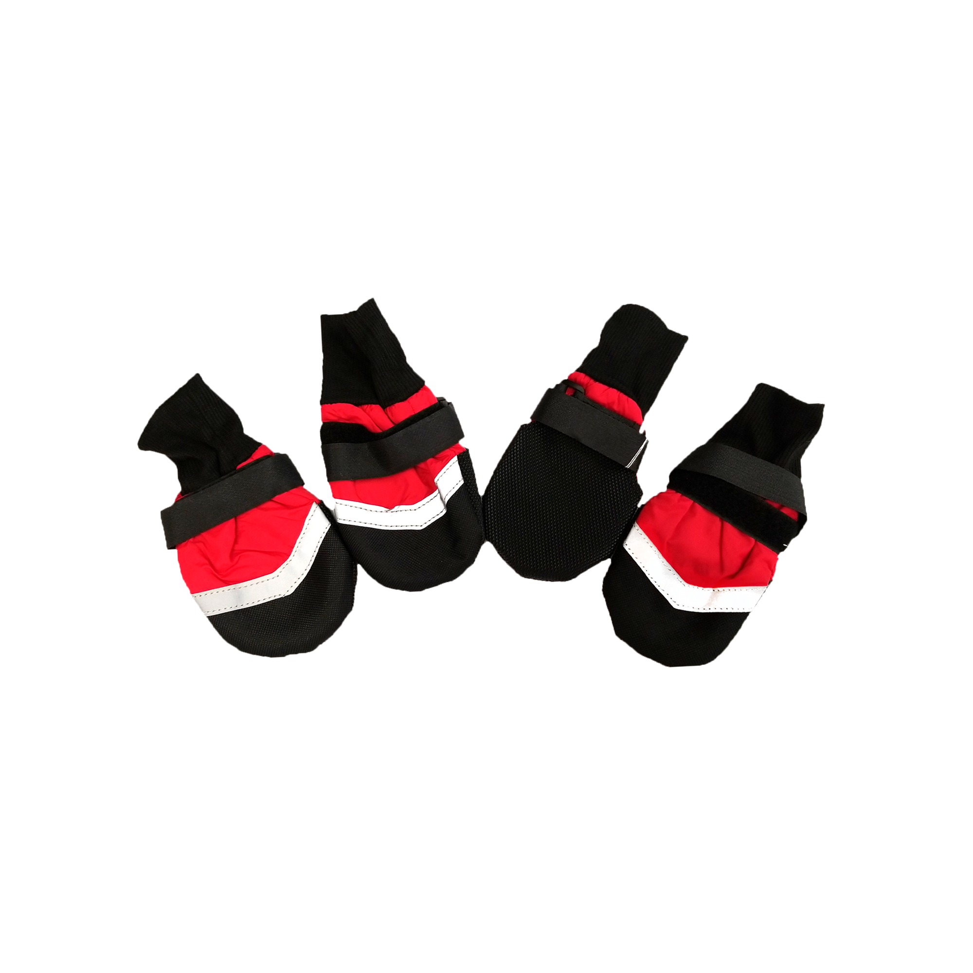 Winter Dog Boots, Non-Slip Winter Sole & Reflective Strip, Red/Black