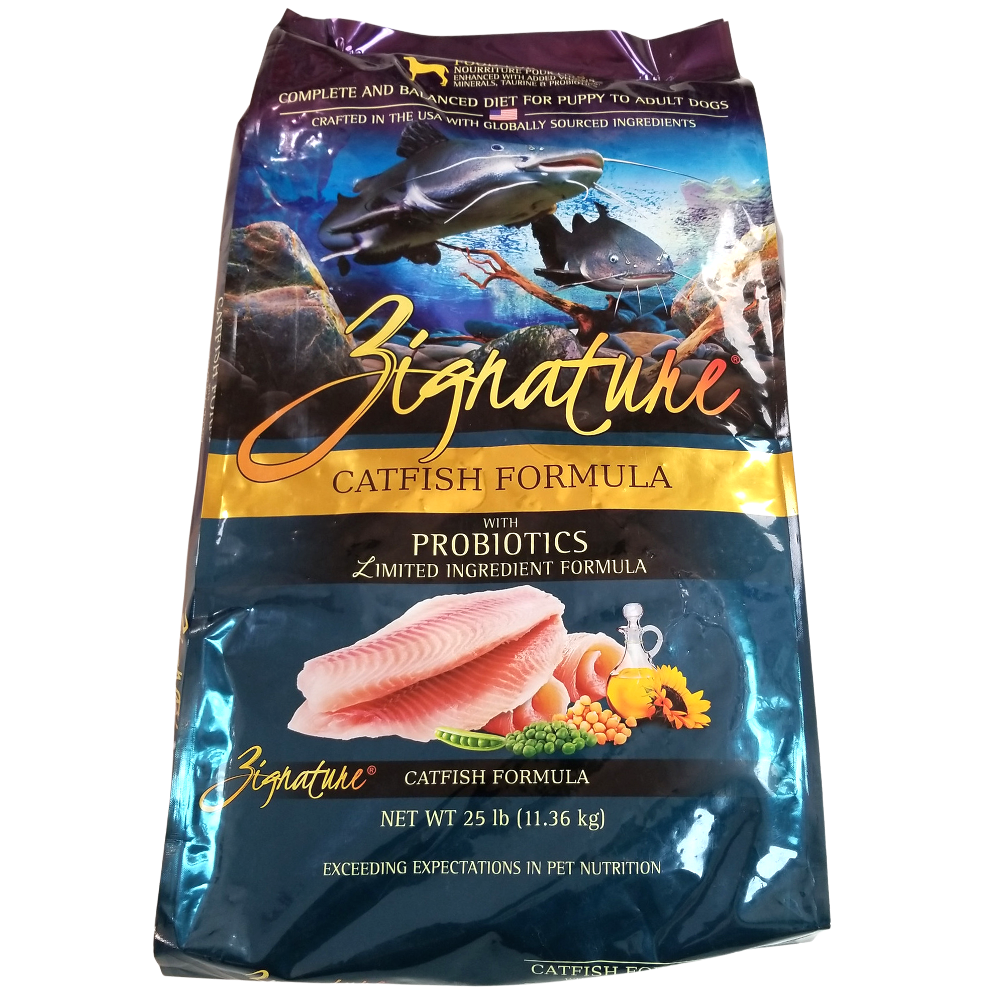 Nourriture pour chiens Zignature, toutes les étapes de la vie, formule poisson-chat, 25 lb