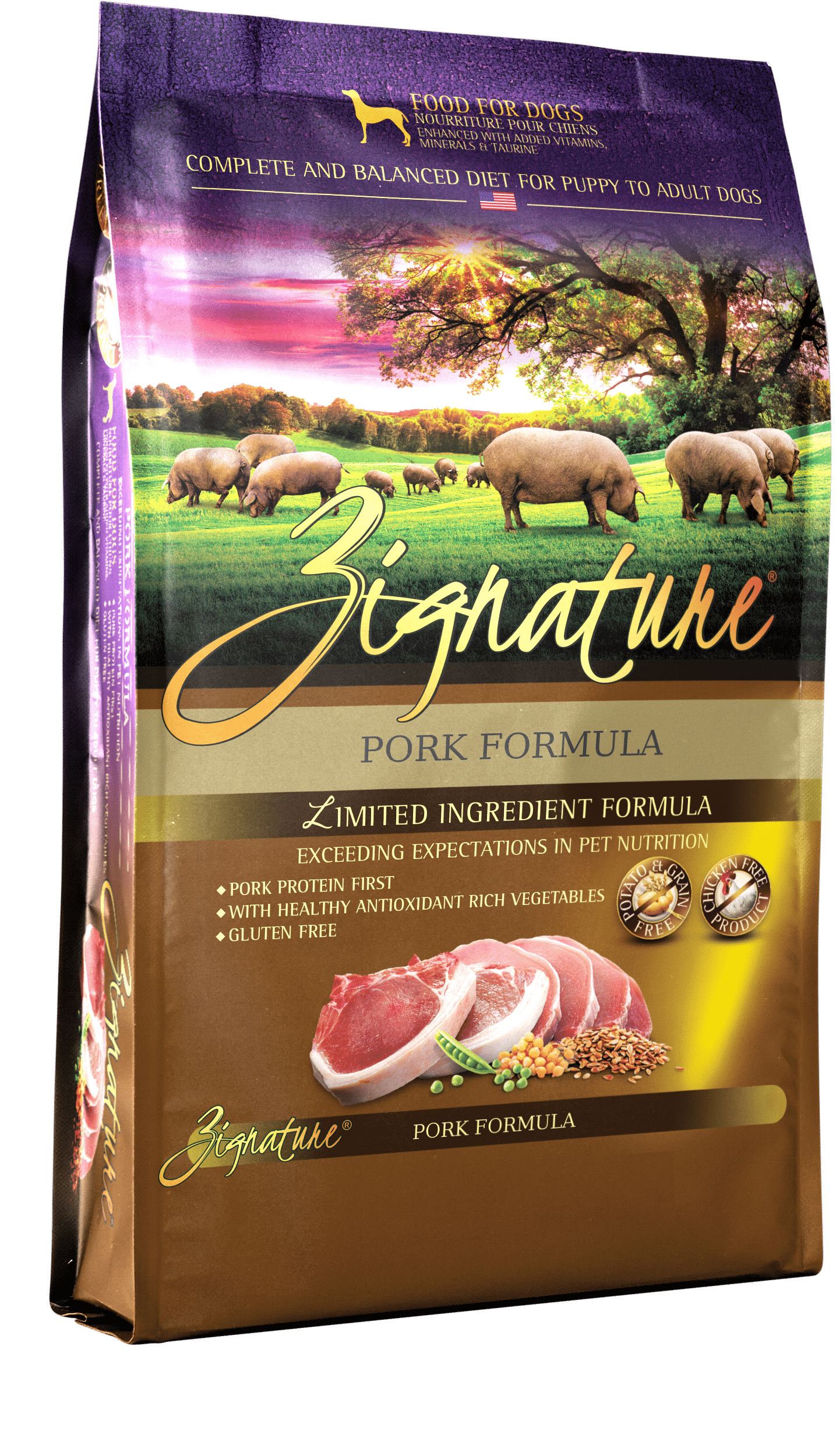 Nourriture pour chiens Zignature, formule au porc