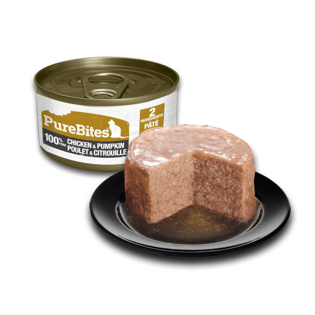 PUREBITES Pâté de protéines 100 % pures, nourriture pour chats en conserve au poulet et à la citrouille, 2,5 oz