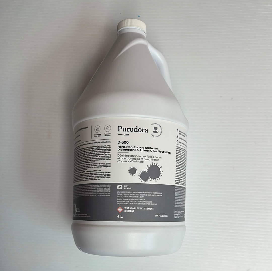 Purodora Lab D-500 Hard, Non-Porous Surfaces Disinfectant & Animal Odor Neutralizer (Mint) 4L
