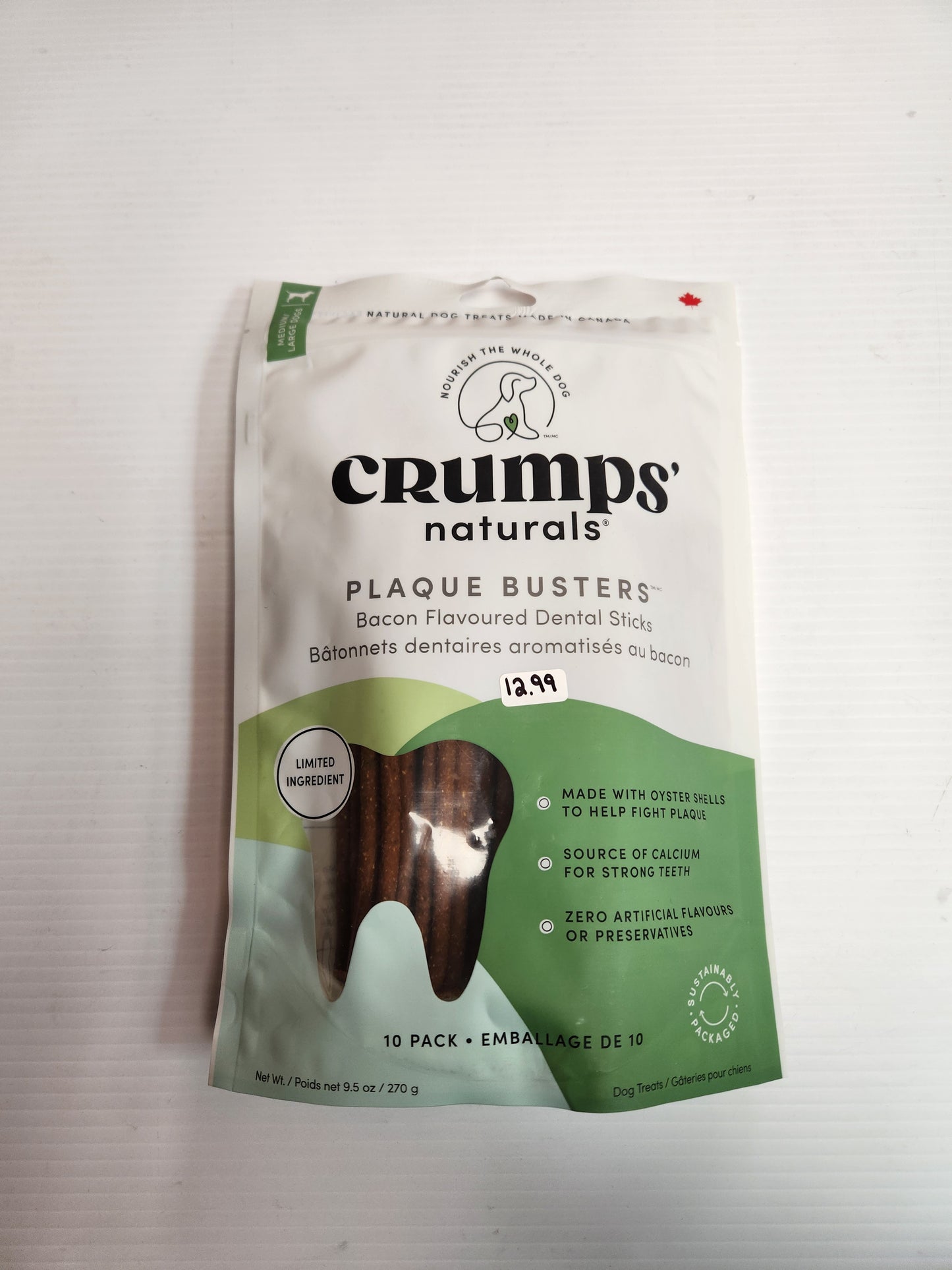 Crumps Naturals Plaque Busters Saveur Bacon, paquet de 10, 270 g