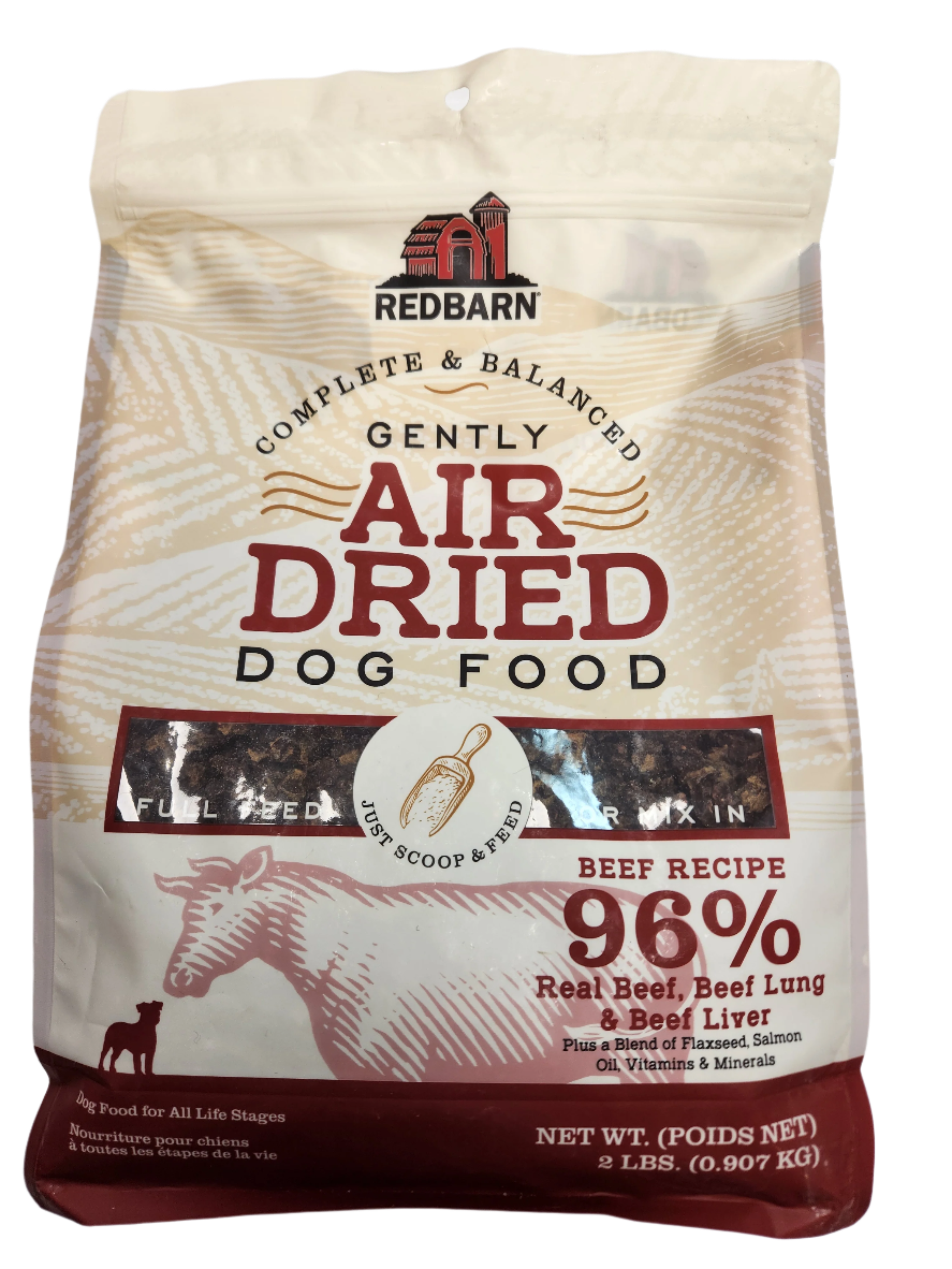 Red Barn Nourriture complète et équilibrée pour chiens séchée doucement à l'air, garniture alimentaire ou friandise saine, recette à 96 % de bœuf