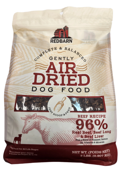 Red Barn Nourriture complète et équilibrée pour chiens séchée doucement à l'air, garniture alimentaire ou friandise saine, recette à 96 % de bœuf