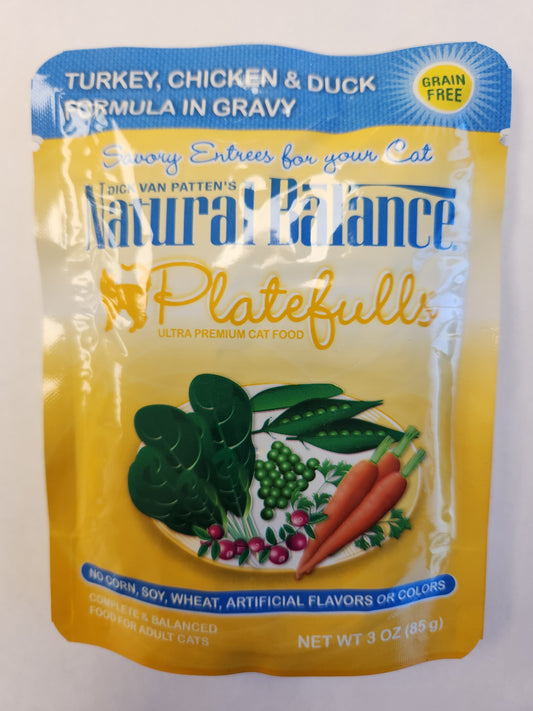 Natural Balance Platefulls Dinde, Poulet et Canard Nourriture pour Chats 3oz