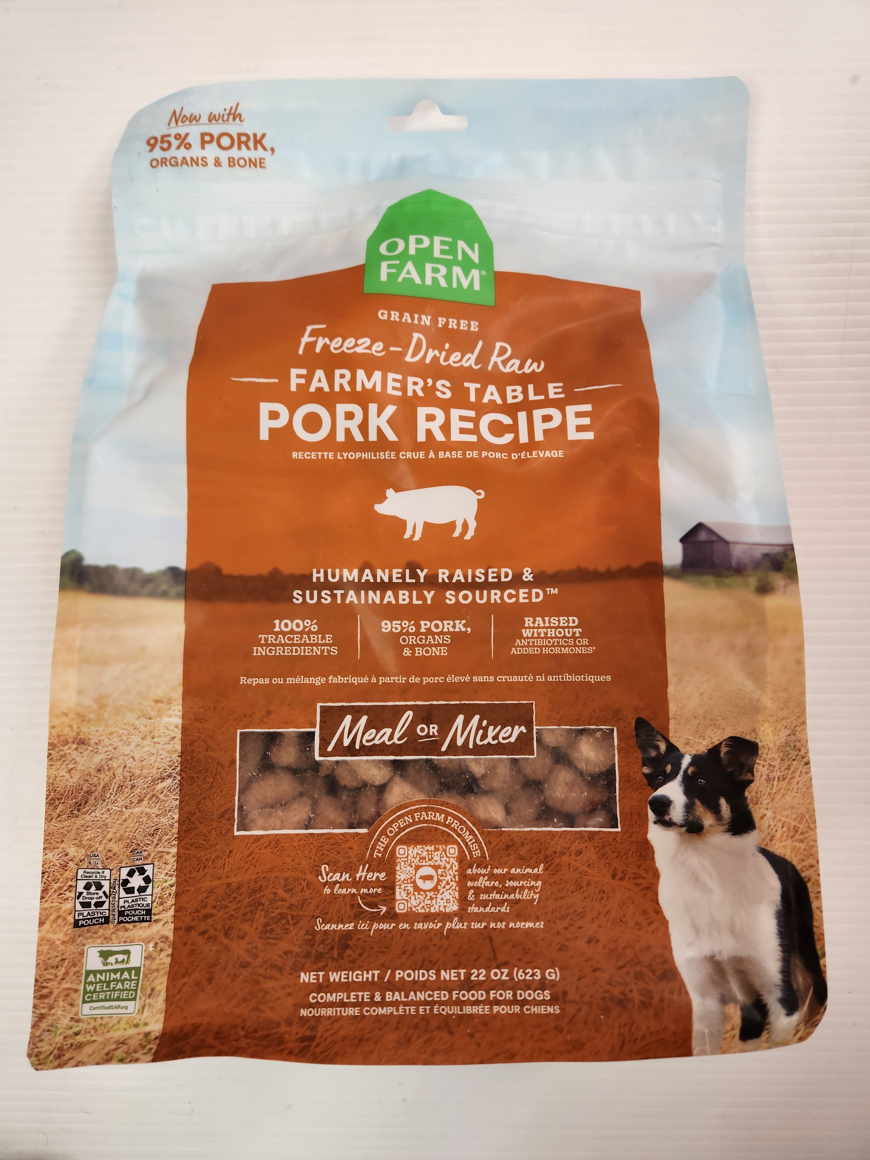 Open Farm Freeze Dried Raw Meal or Mixer Farmer's Table Pork Recipe 623g