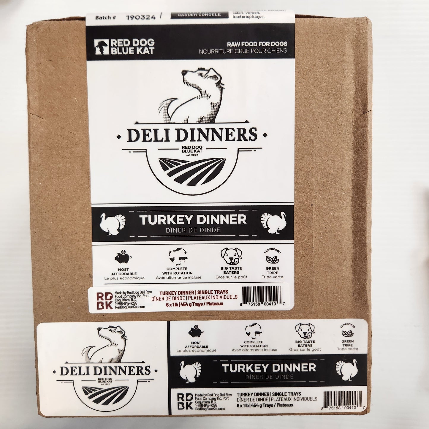 Red Dog Blue Cat Deli Raw Turkey Dinner 1lb Frozen Pack 454g